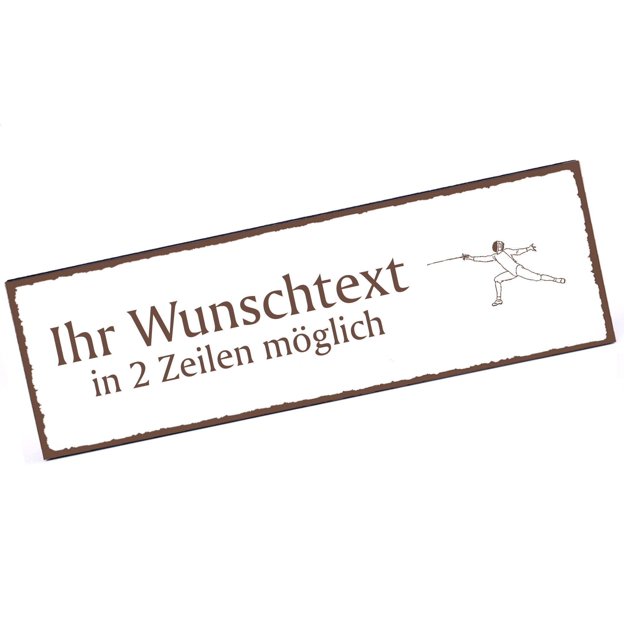 Türschild Fechten  Namensschild personalisiert mit Gravur - 150mm x 50mm - selbstklebend