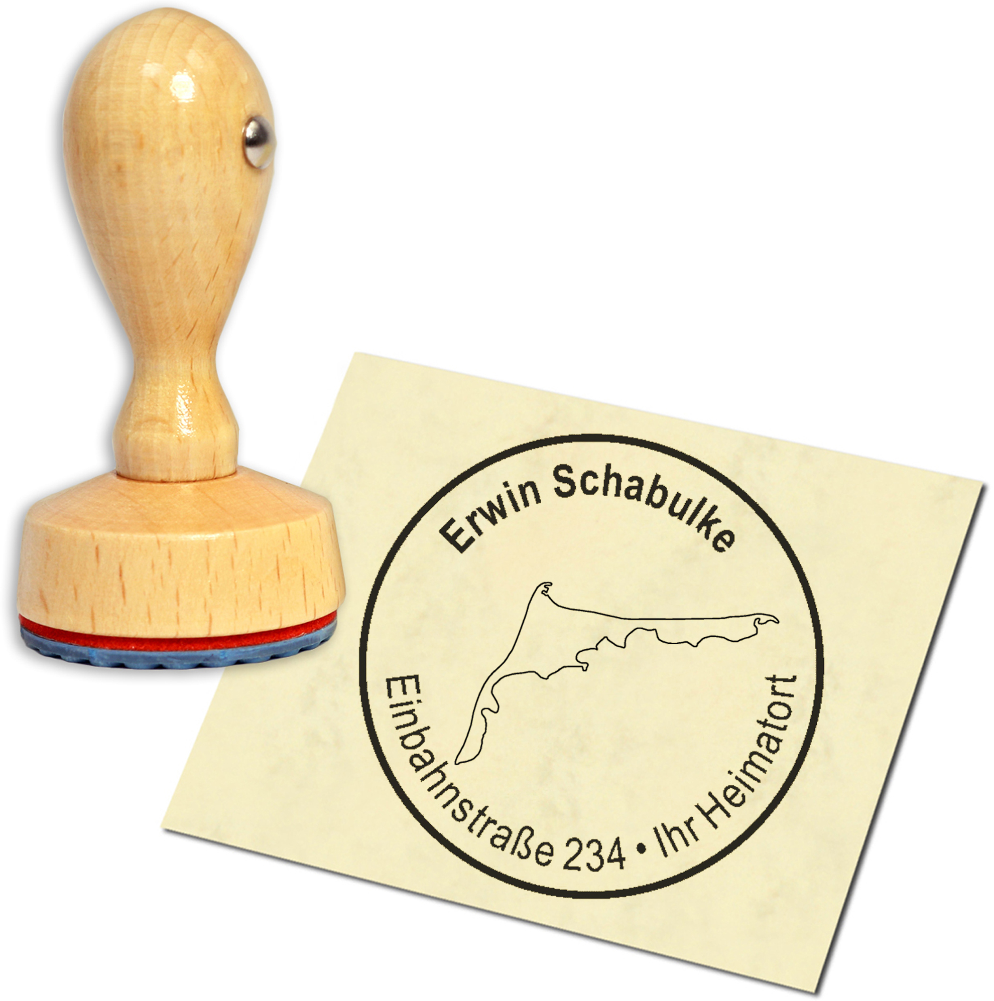 Stempel Adressstempel Holzstempel - Fischland Darß Zingst - rund 40mm