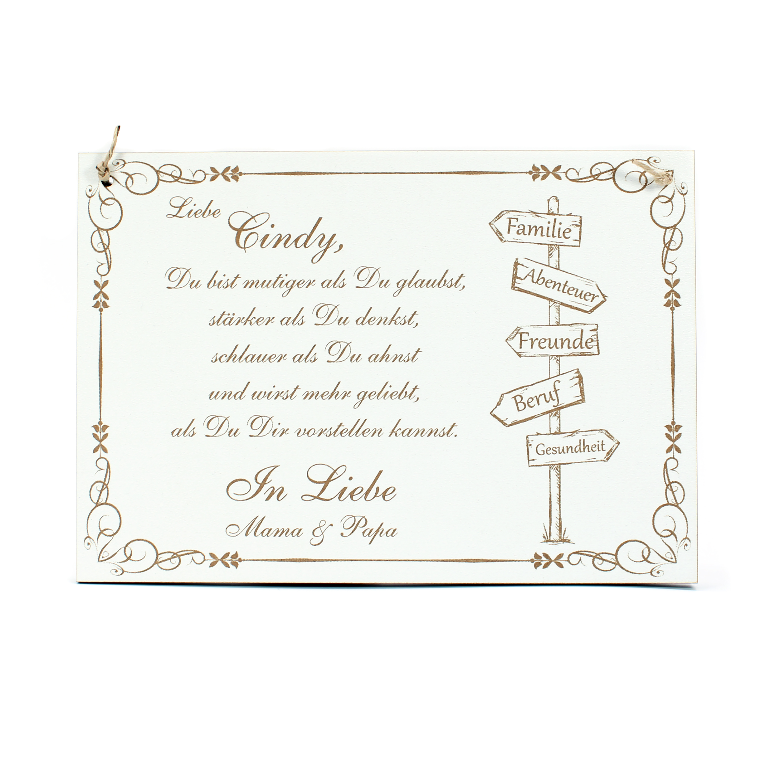 Personalisiertes Schild mit Name - Wegweiser mit Spruch - 18x13 cm 