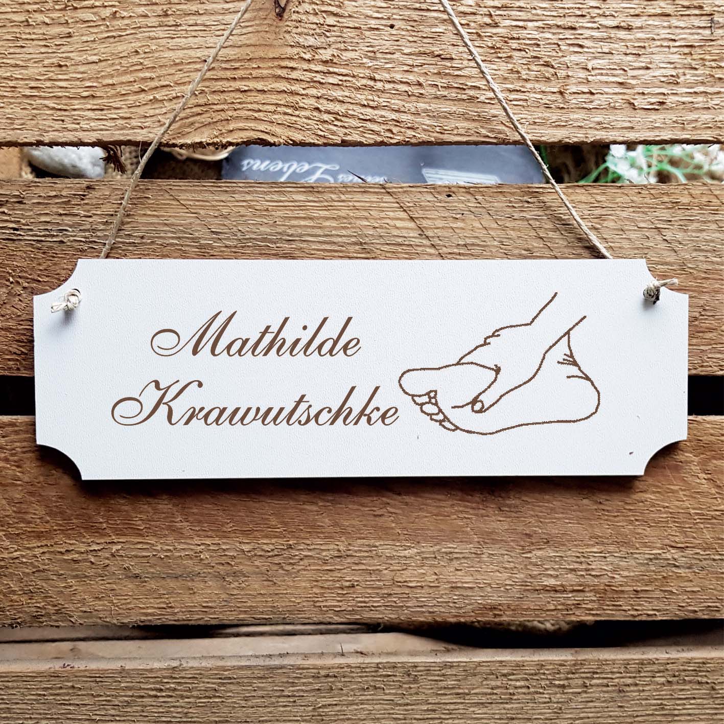 Schild « Fußpflege Praxis 02 » Namensschild Türschild zum Anhängen - 20 x 6,7 cm