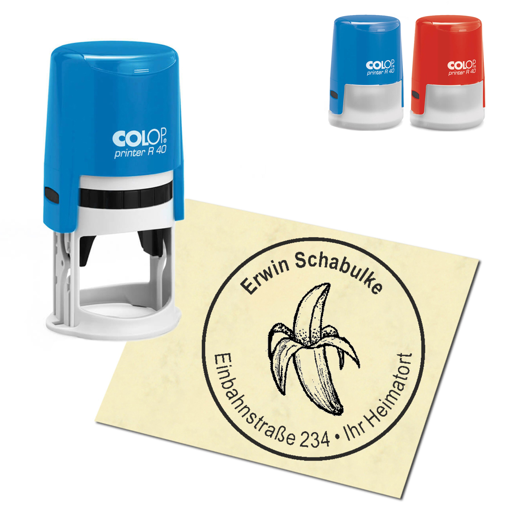 Stempel Adressstempel personalisiert - Banane - rund &empty; 40mm
