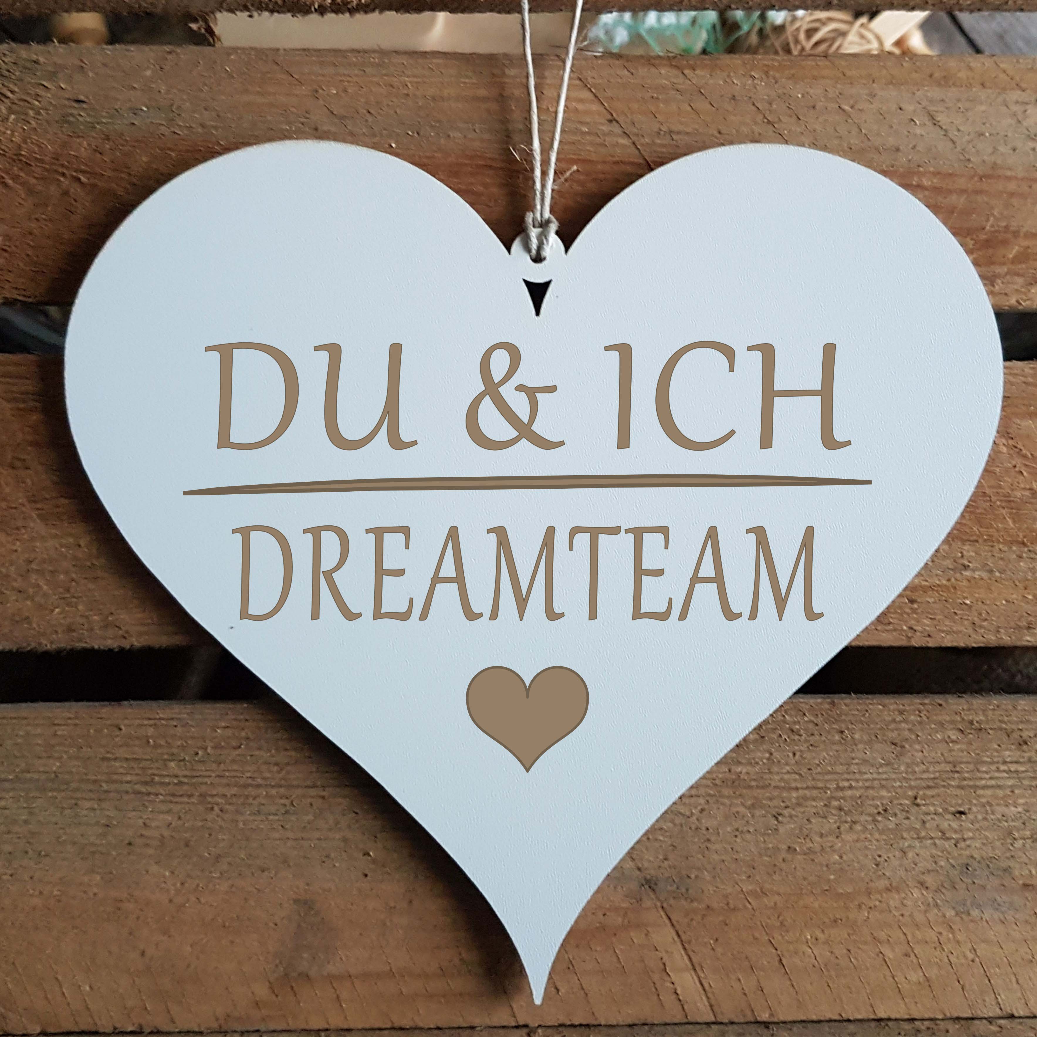 Herz Schild « DU & ICH DREAMTEAM » mit Motiv