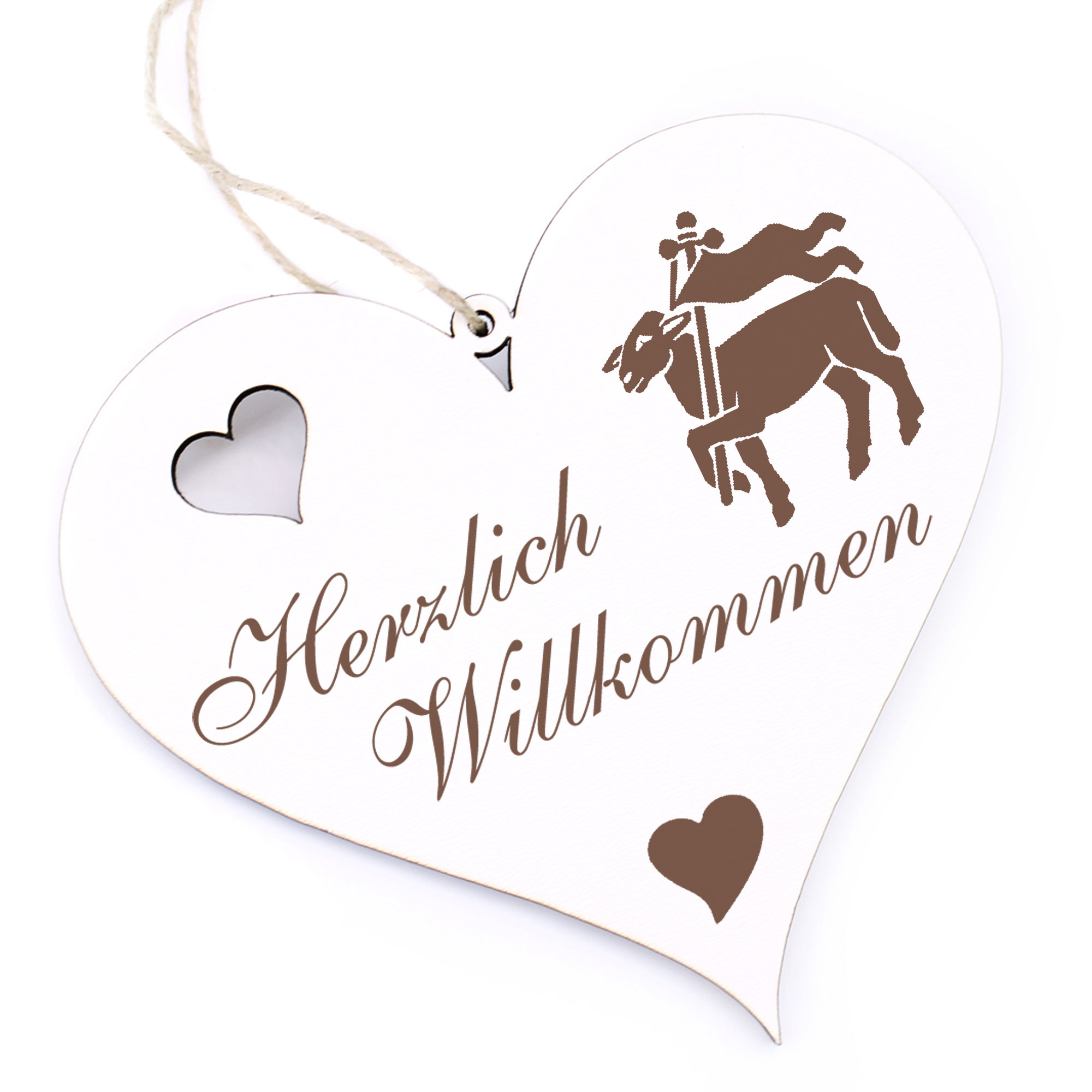 Herzlich Willkommen Schild - Fleischer - Deko Herz Holz