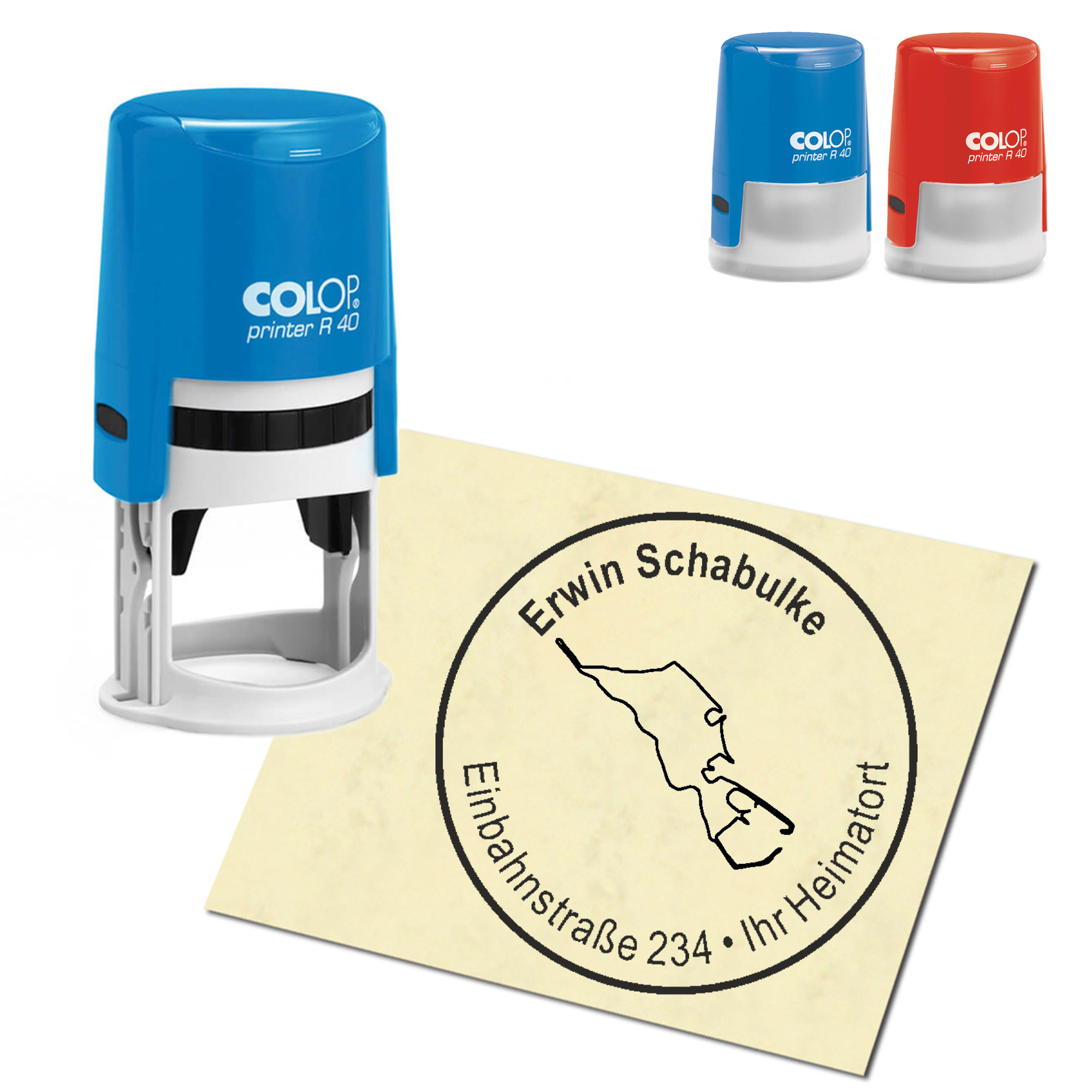 Stempel Adressstempel personalisiert - Insel Helgoland - rund &empty; 40mm