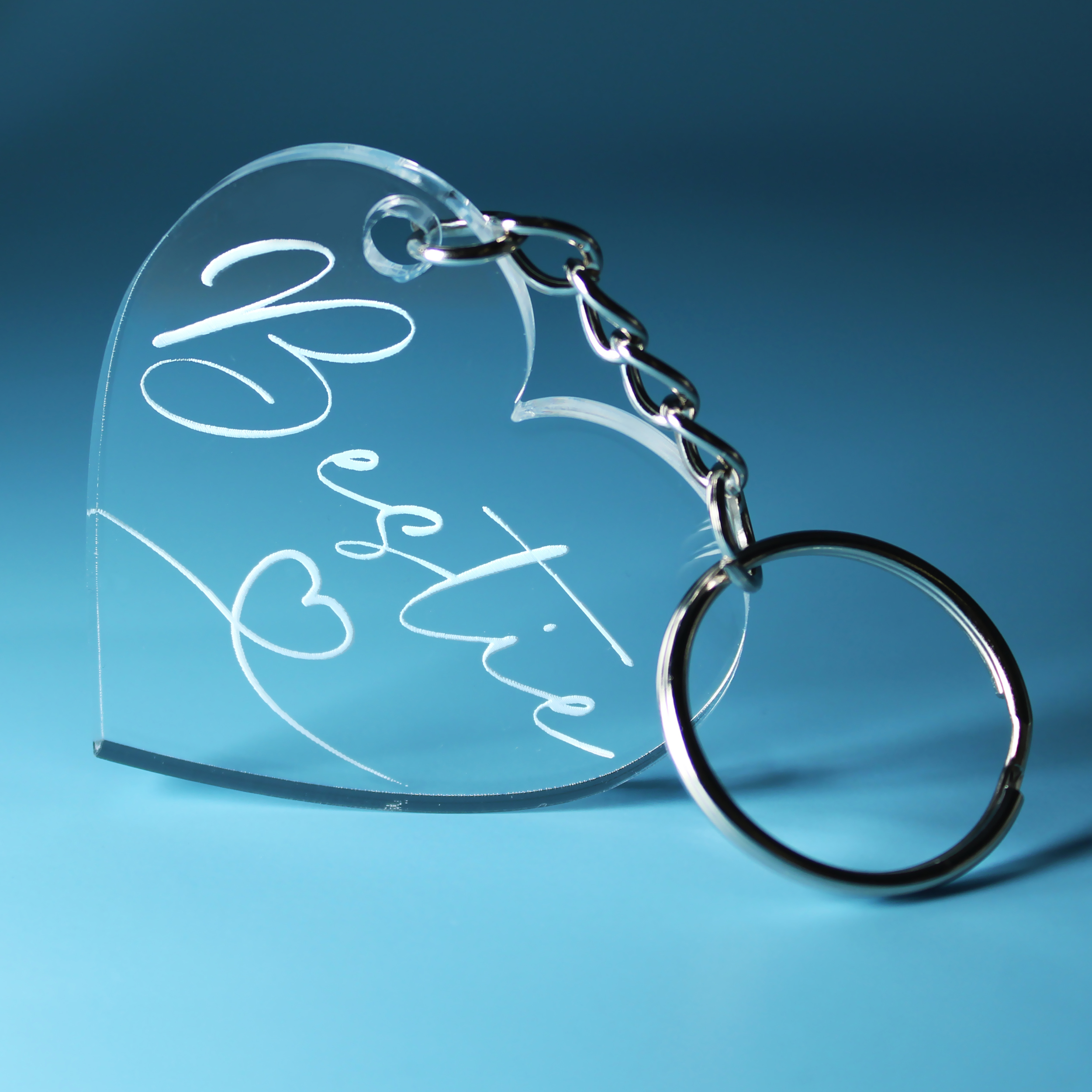 Schlüsselanhänger Herz Acryl - Bestie - 5 cm