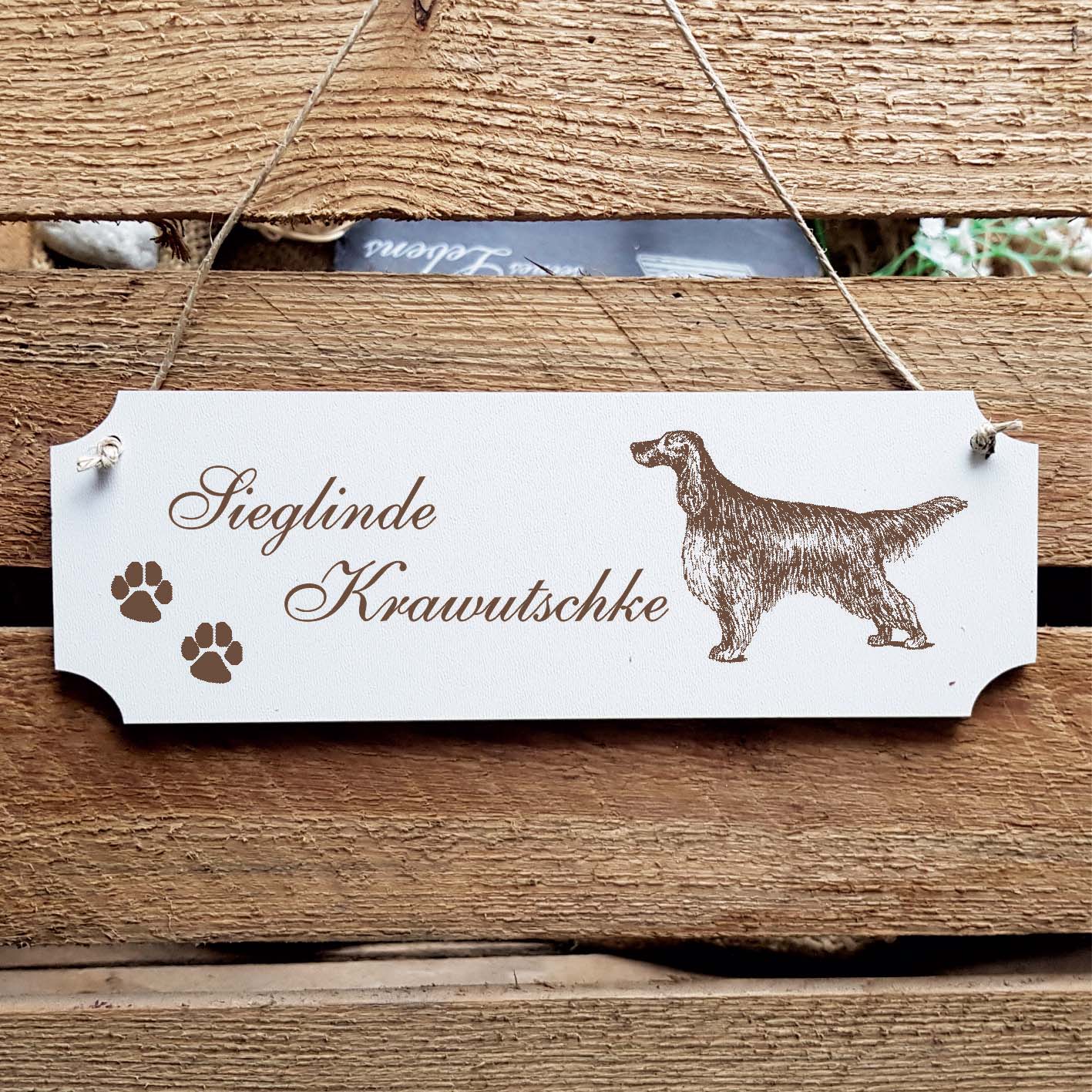Schild « Irish Red Setter » Namensschild Türschild zum Anhängen - 20 x 6,7 cm