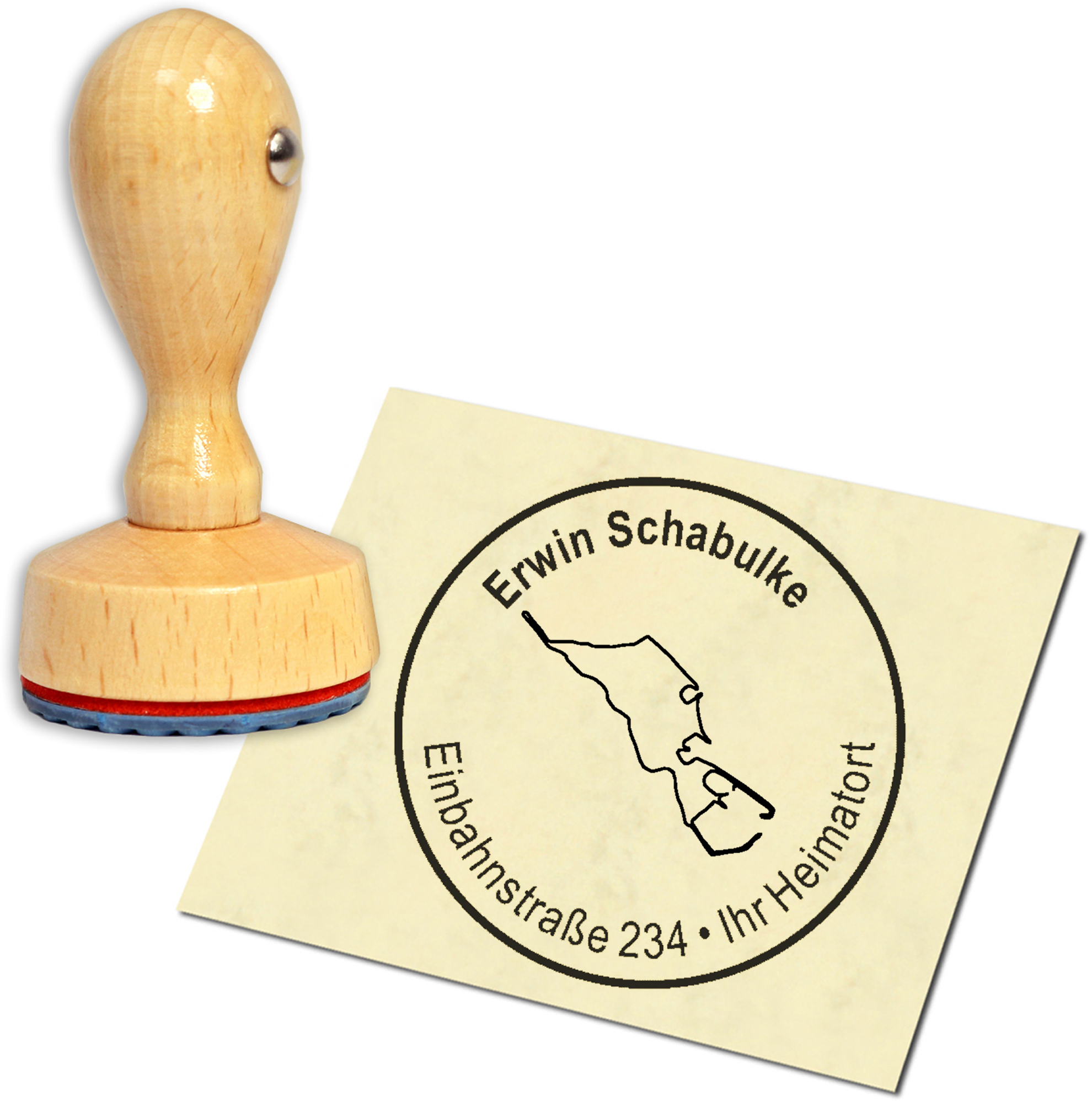Stempel Adressstempel Holzstempel - Insel Helgoland - rund 40mm