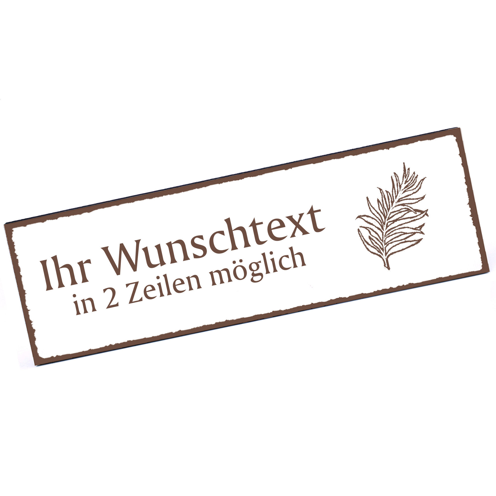 Türschild Palmblatt  Namensschild personalisiert mit Gravur - 150mm x 50mm - selbstklebend