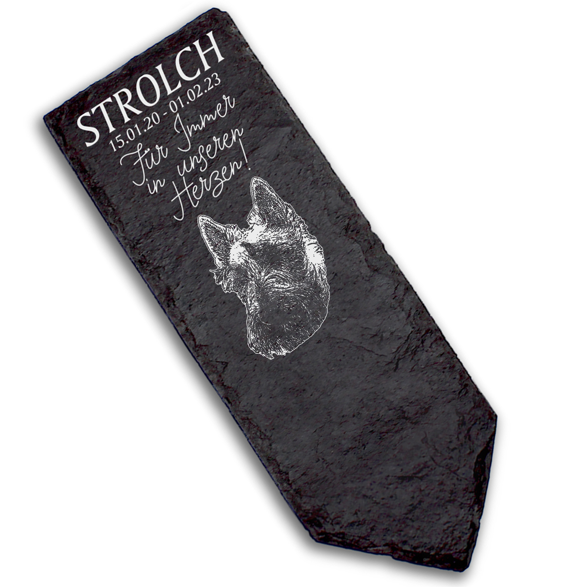 Grabstecker Grabschmuck Grabstein - Scottish Terrier  - Personalisiert Grab Deko 8 x 22 cm Grabdekor