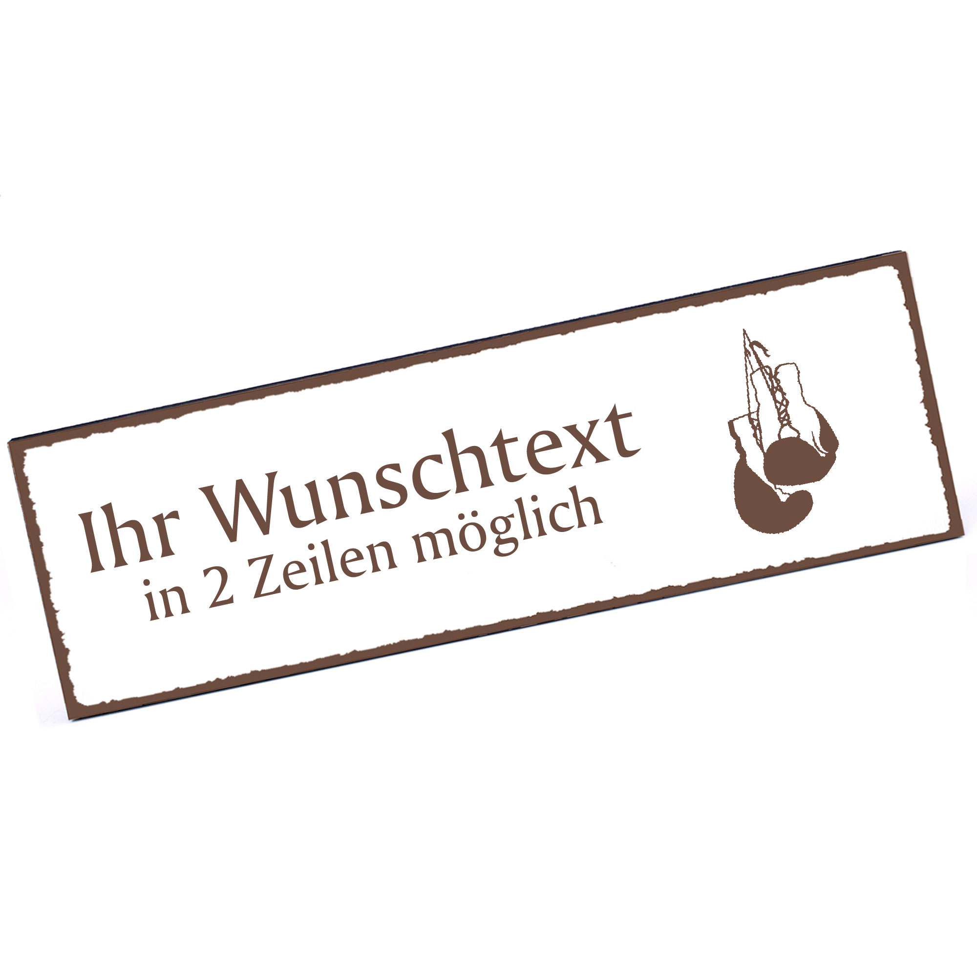 Türschild Boxhandschuhe  Namensschild personalisiert mit Gravur - 150mm x 50mm - selbstklebend