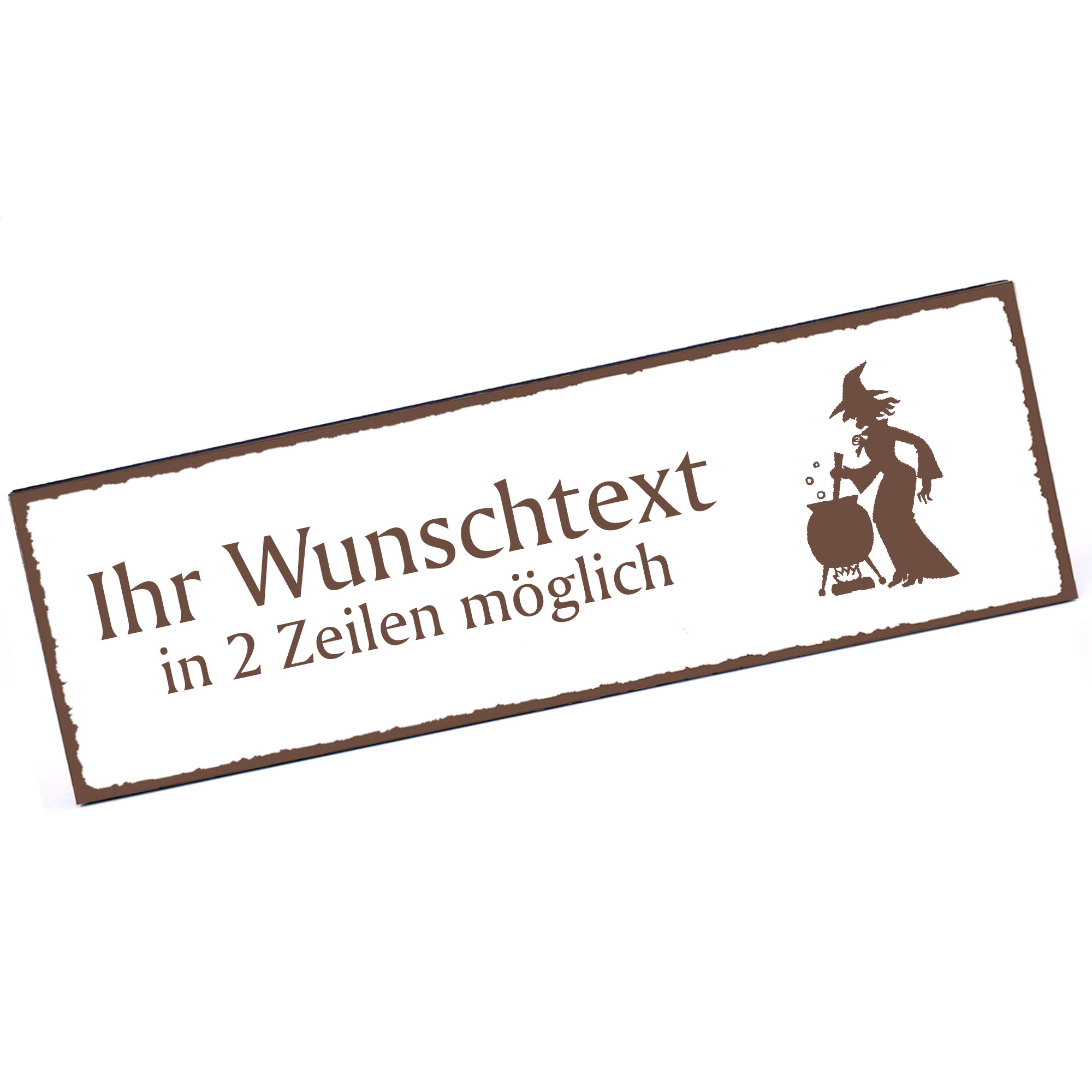 Türschild Hexe am Kessel  Namensschild personalisiert mit Gravur - 150mm x 50mm - selbstklebend