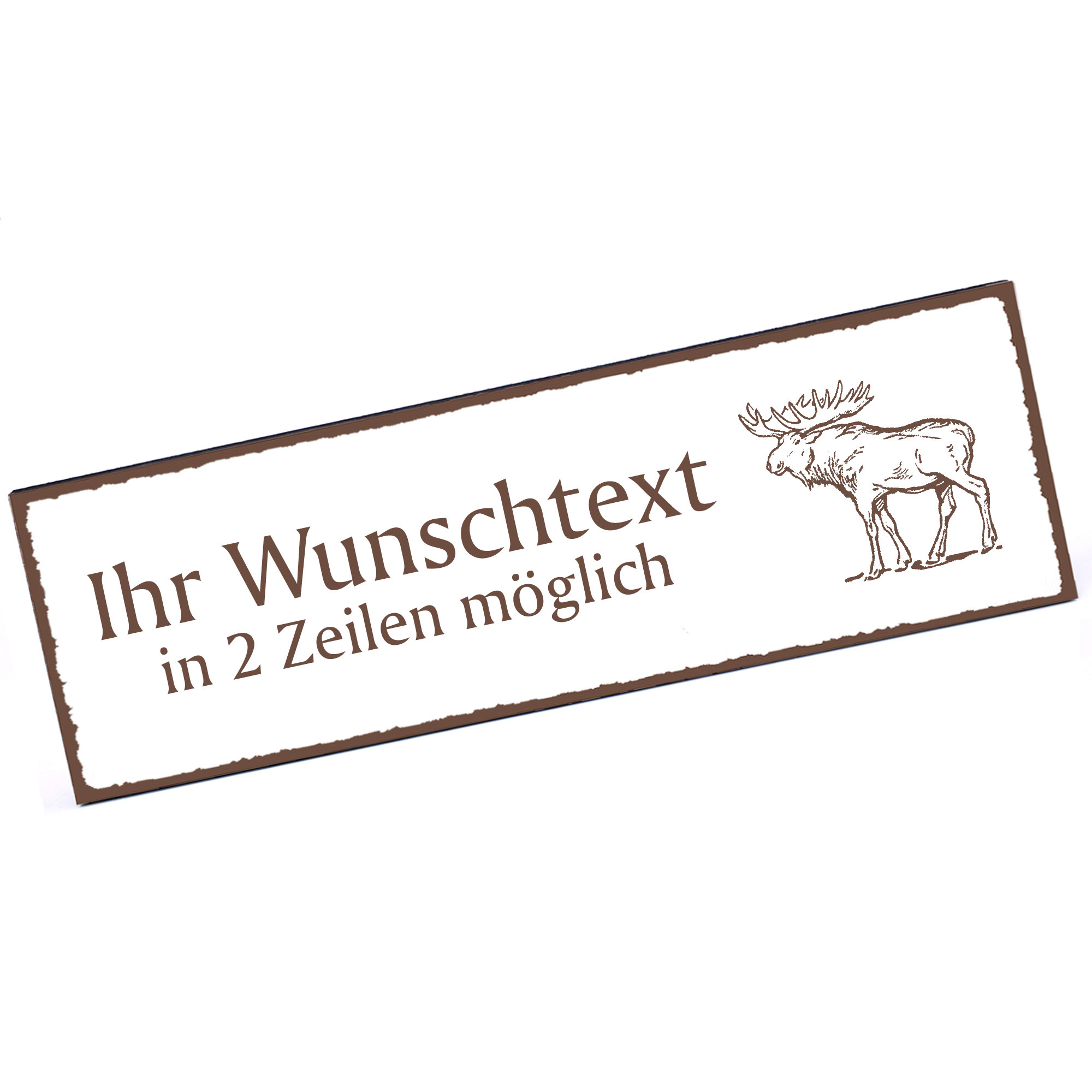 Türschild laufender Elch  Namensschild personalisiert mit Gravur - 150mm x 50mm - selbstklebend