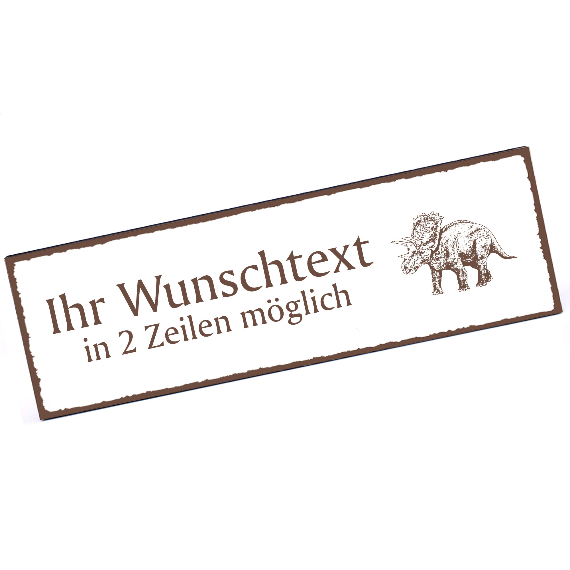 Türschild Dinosaurier Trizeratops  Namensschild personalisiert mit Gravur - 150mm x 50mm - selbstkle