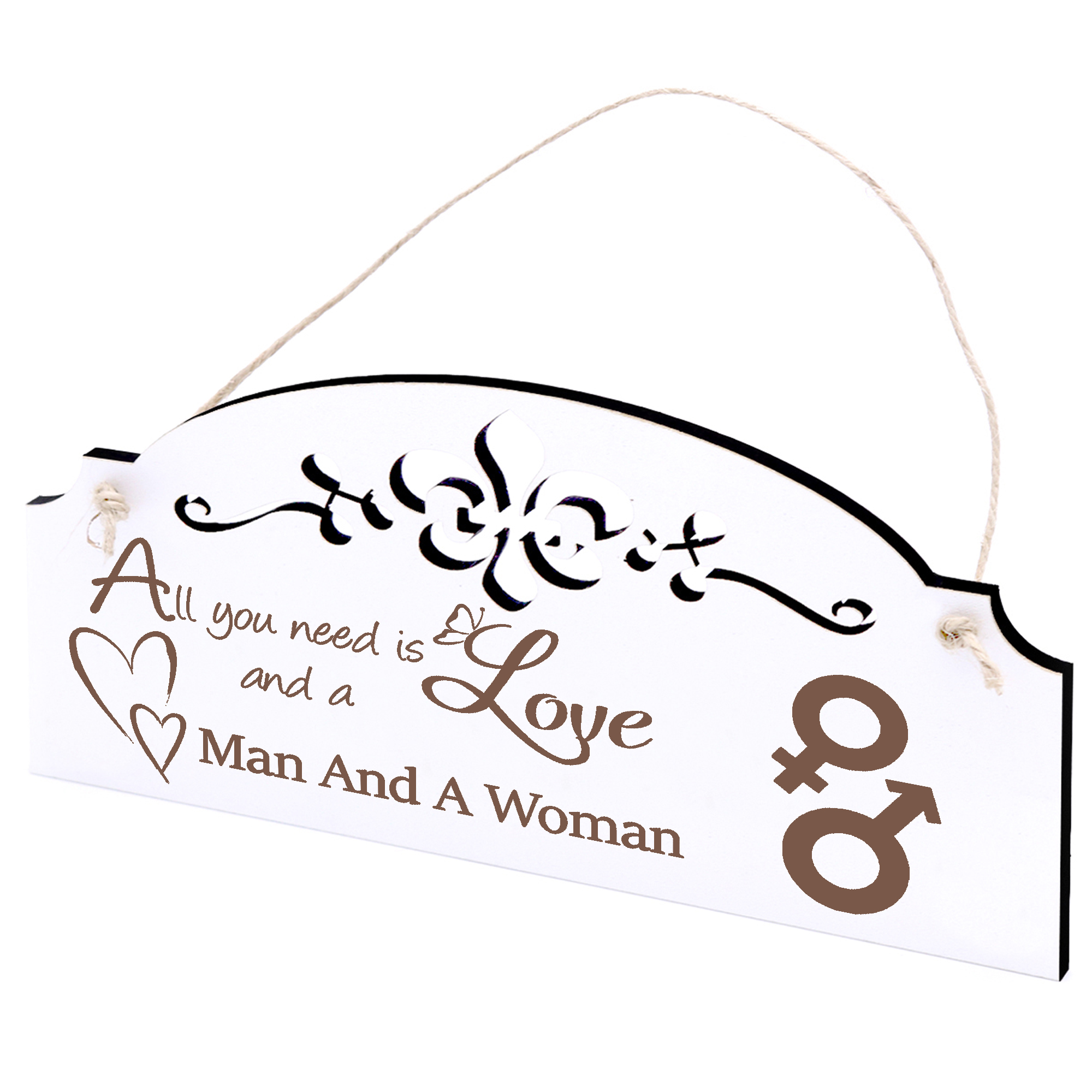 Schild Mann und Frau Symbol Deko 20x10cm - All you need is Love and a Man And A Woman - Holz