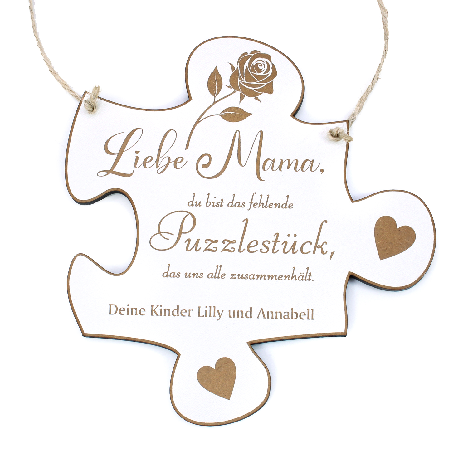 Mama Schild Puzzleteil personalisiert - Geschenk für Muttertag 13,5 cm x 14,4 cm 