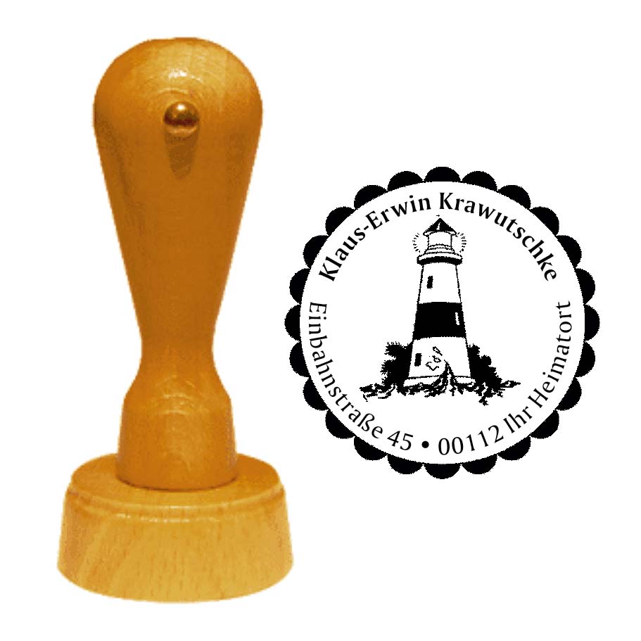 Adressenstempel « LEUCHTTURM 01 » mit persönlichem Wunschtext