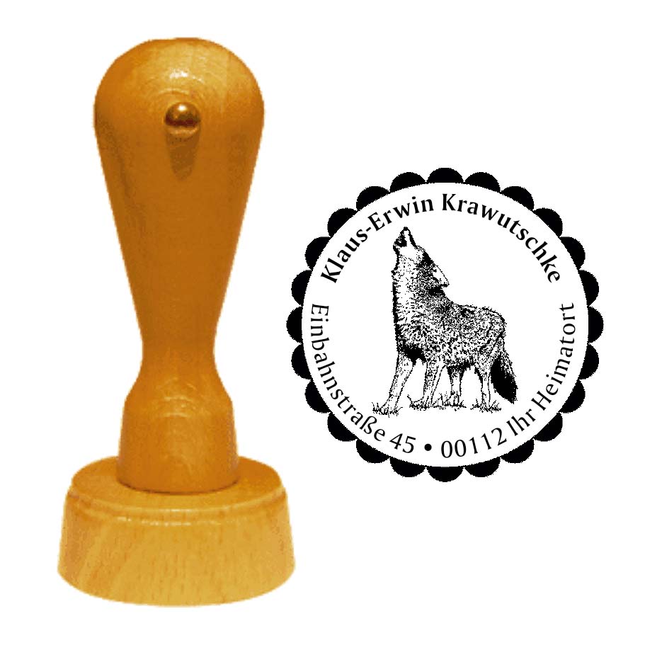 Adressenstempel « HEULENDER WOLF » mit persönlichem Wunschtext