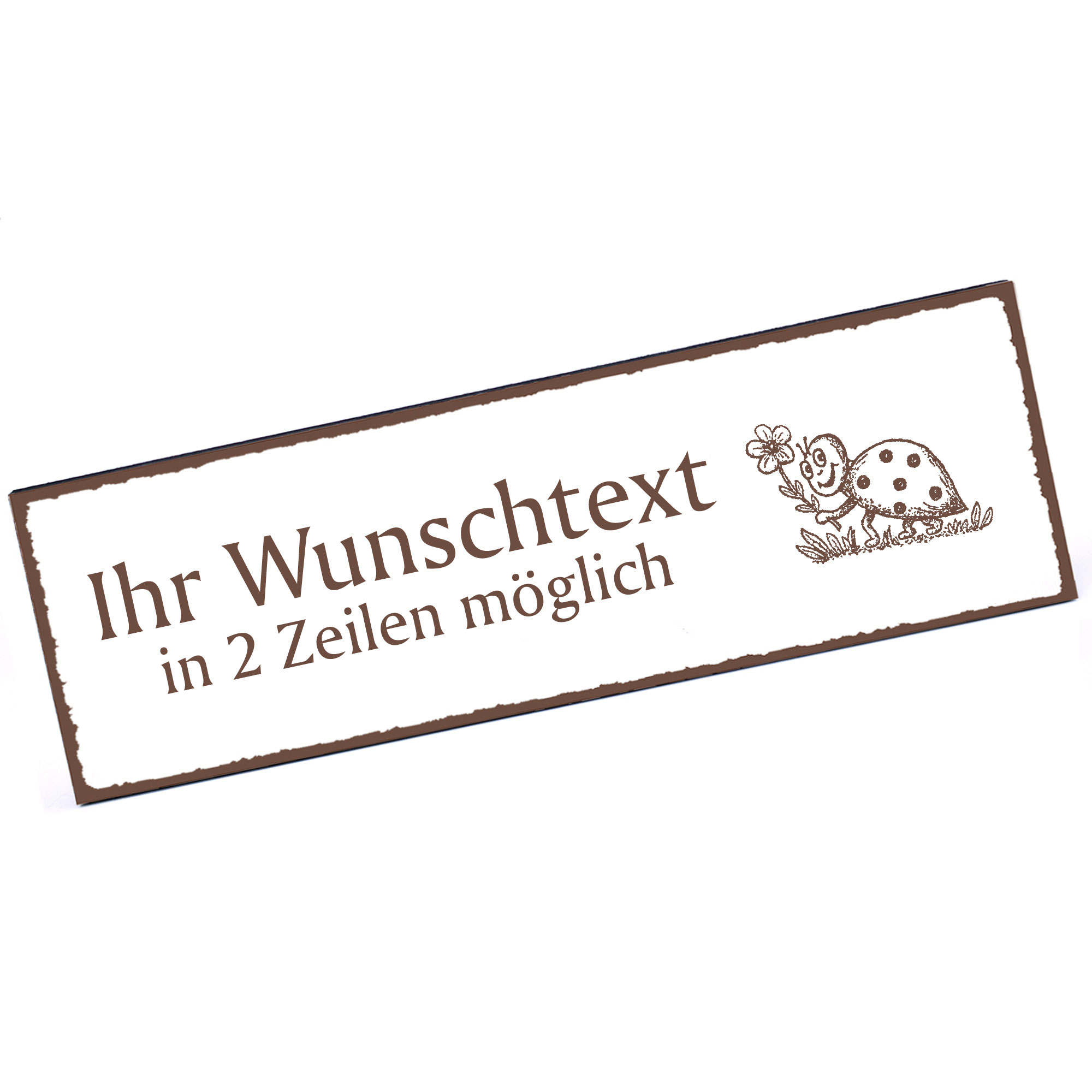 Türschild niedlicher Marienkäfer  Namensschild personalisiert mit Gravur - 150mm x 50mm - selbstkleb