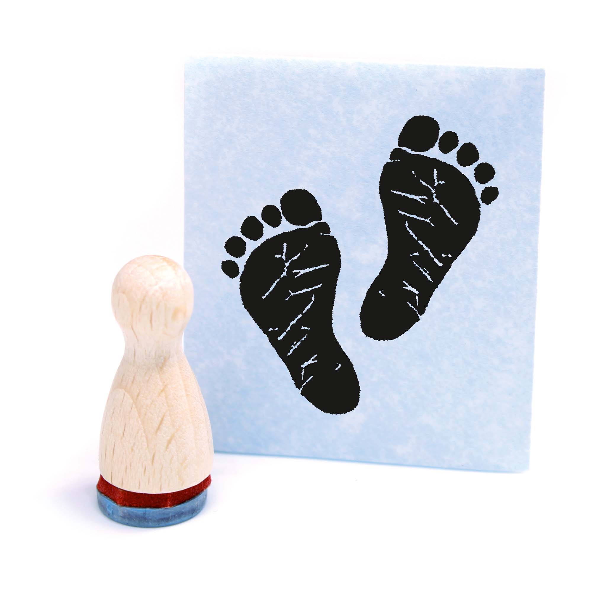 Ministempel Füßchen - Holzstempel mini Motivstempel Ø12 mm