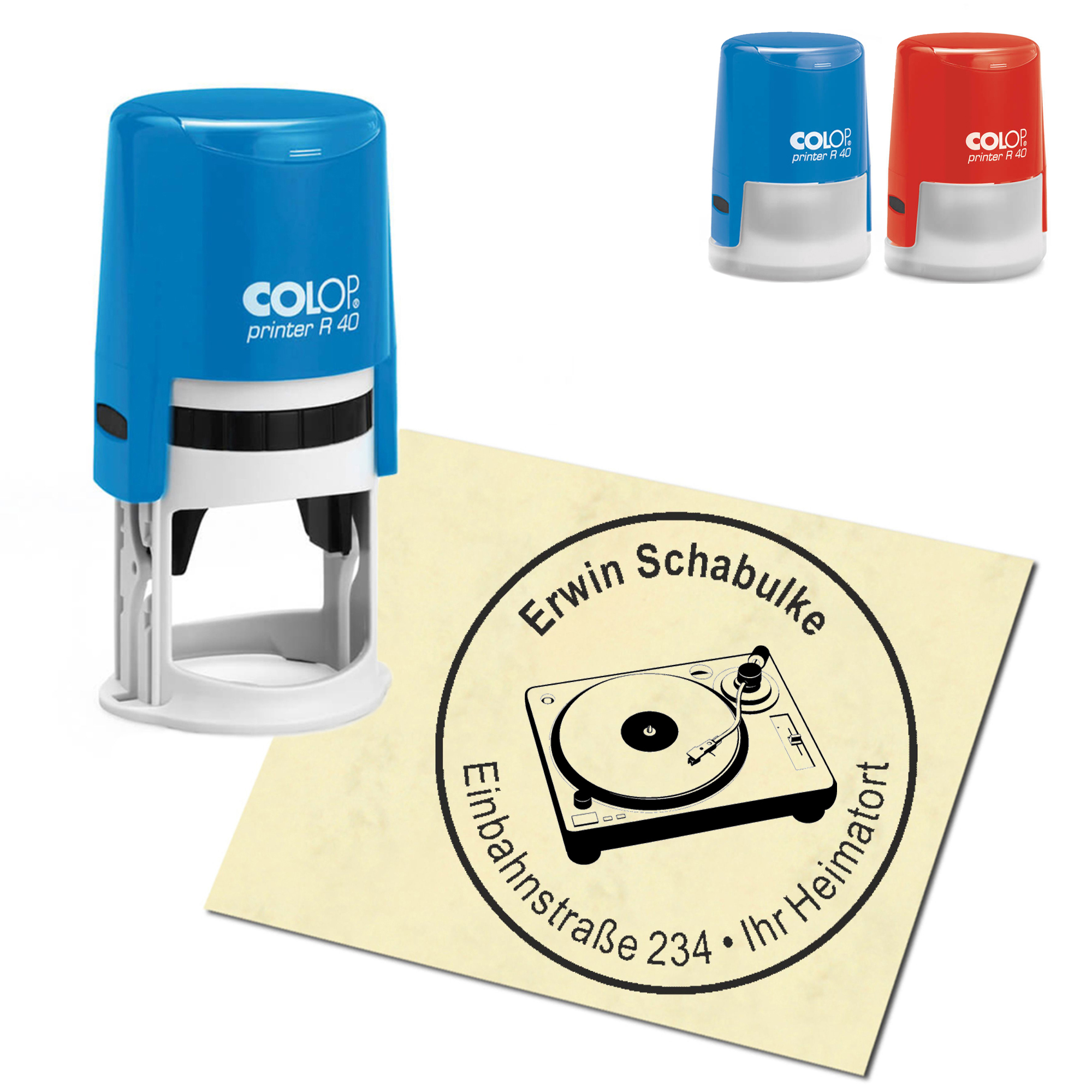 Stempel Adressstempel personalisiert - Turntable - rund &empty; 40mm