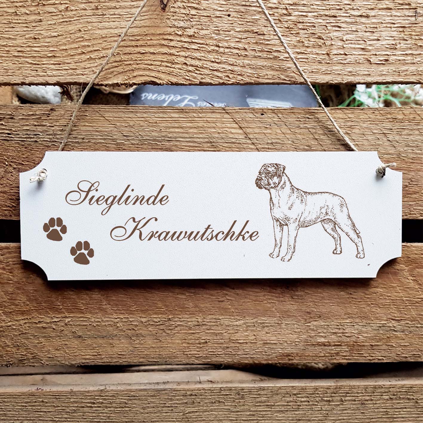Schild « Bullmastiff » Namensschild Türschild zum Anhängen - 20 x 6,7 cm