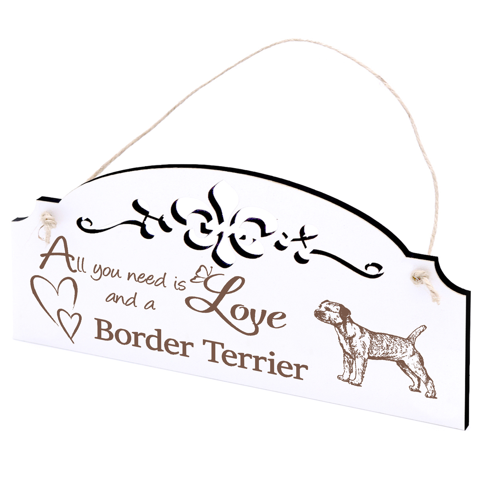 Schild Border Terrier Deko 20x10cm - All you need is Love and a Border Terrier - Holz