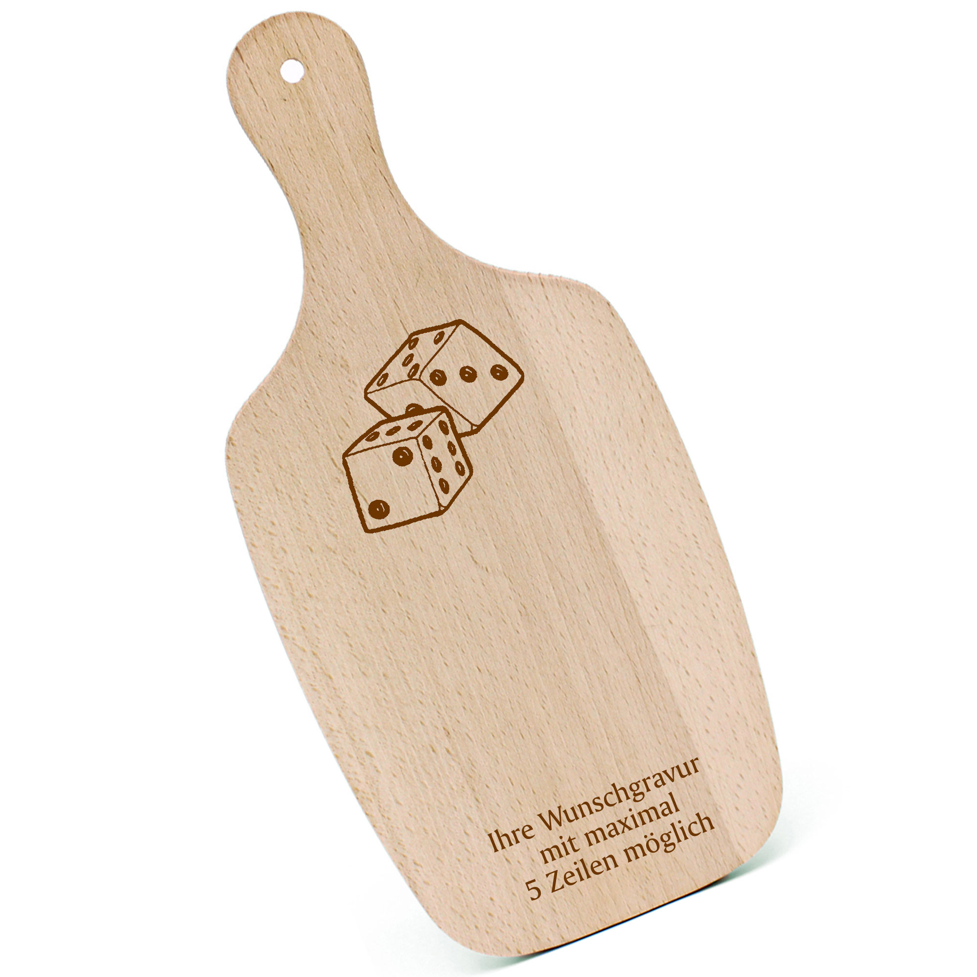 Schneidebrett Frühstücksbrettchen - Würfel - mit Griff 330x150mm