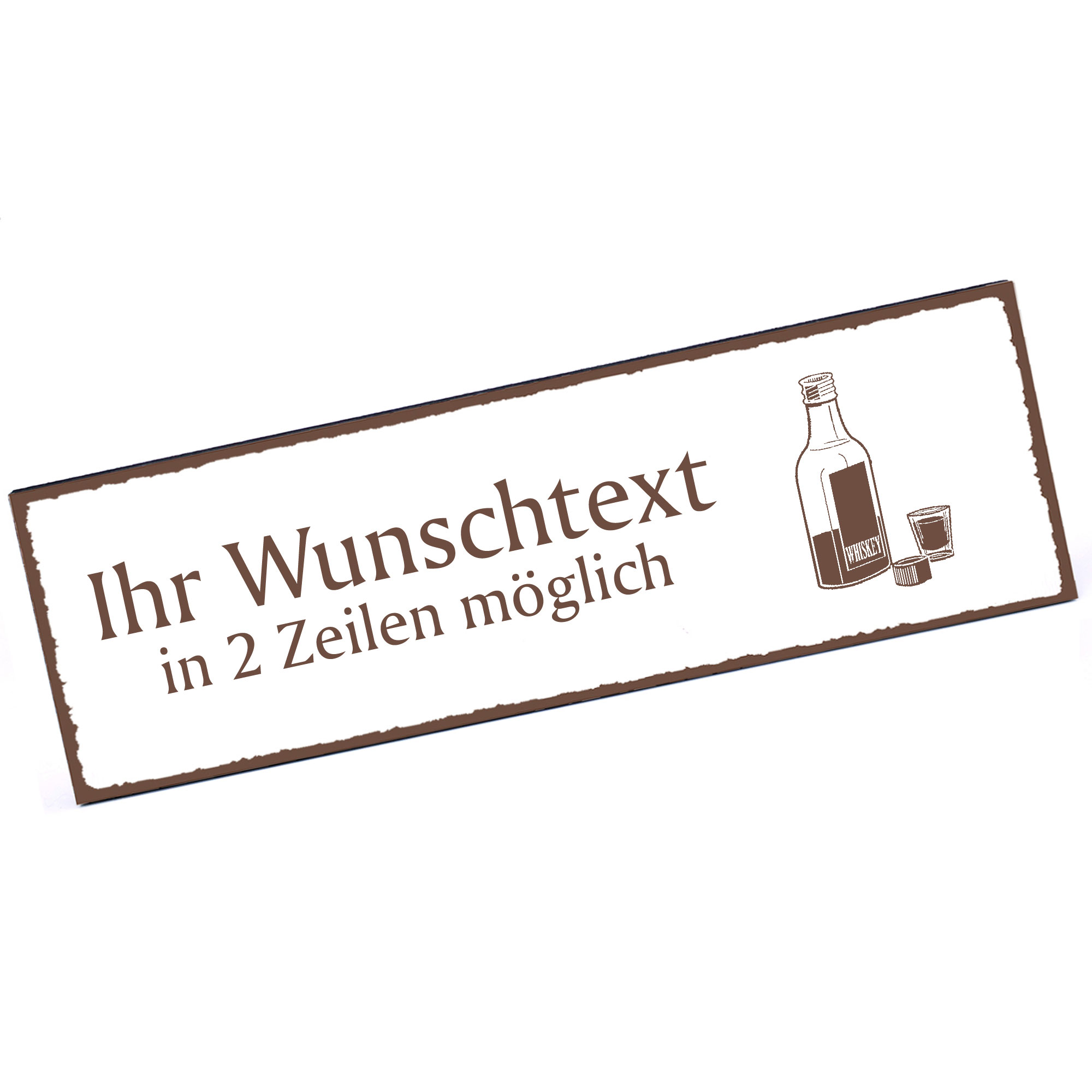 Türschild Schnapsflasche  Namensschild personalisiert mit Gravur - 150mm x 50mm - selbstklebend