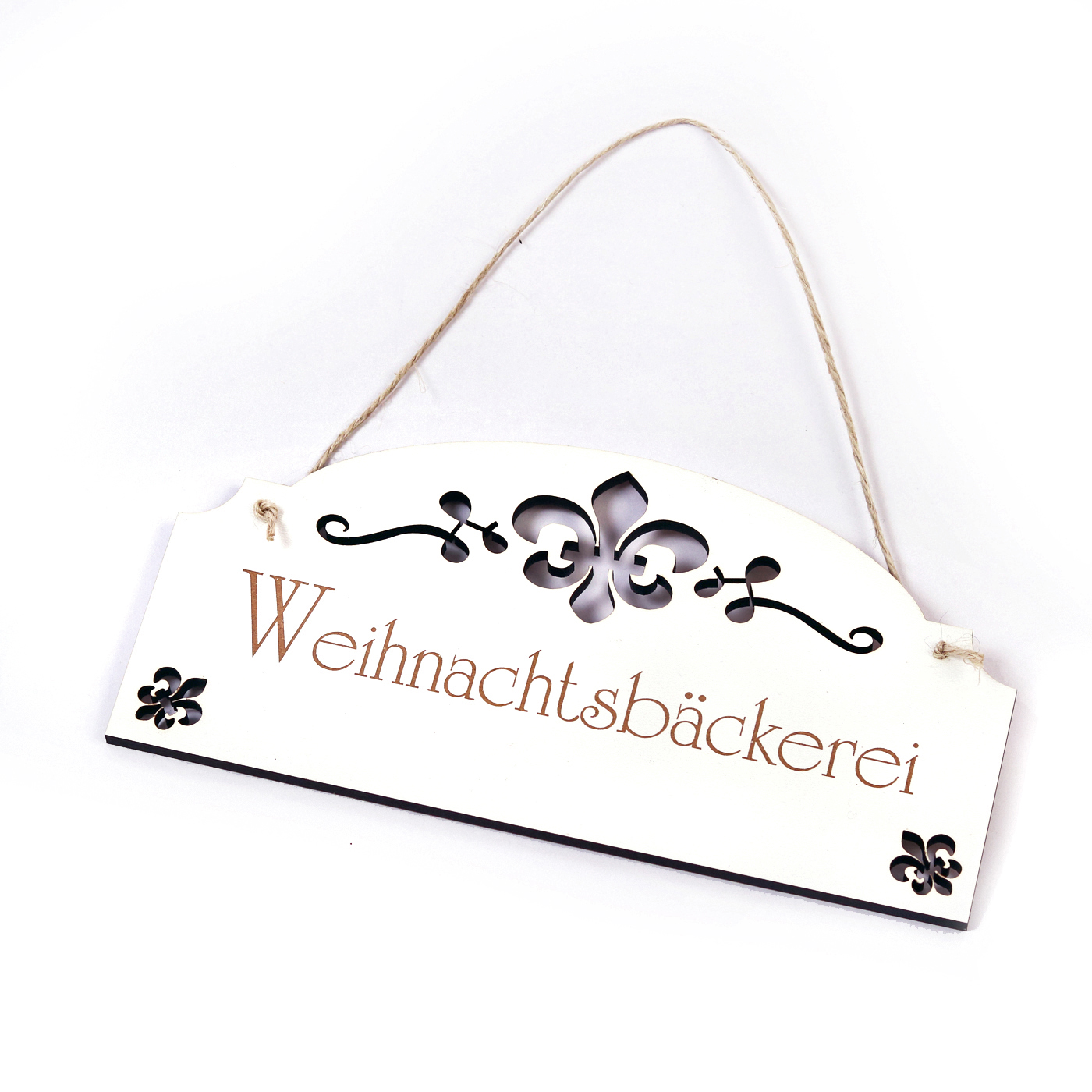 Schild Weihnachtsbäckerei - Vintage Türschild mit Ornamenten