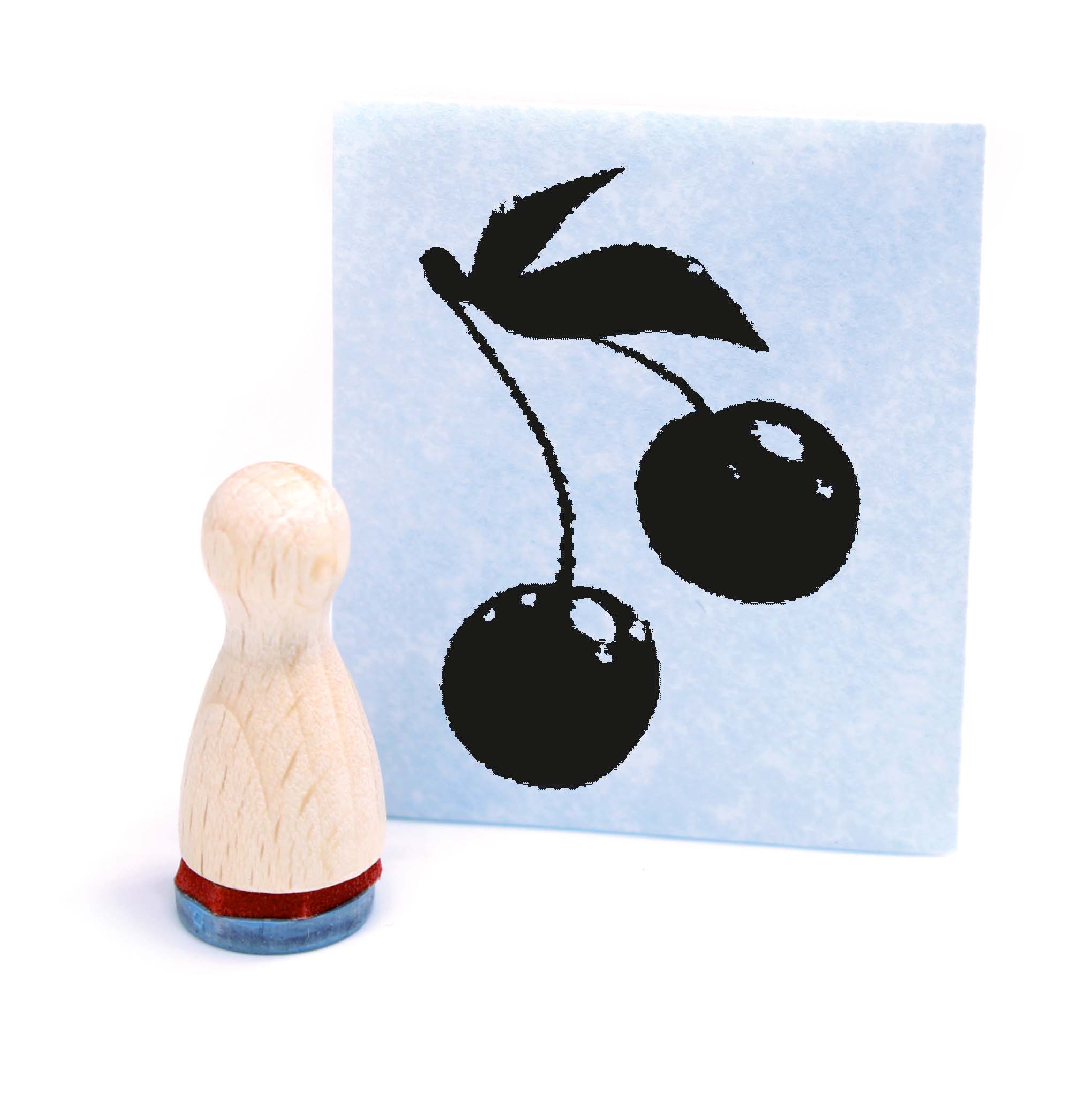 Ministempel Kirsche - Holzstempel mini Motivstempel Ø12 mm