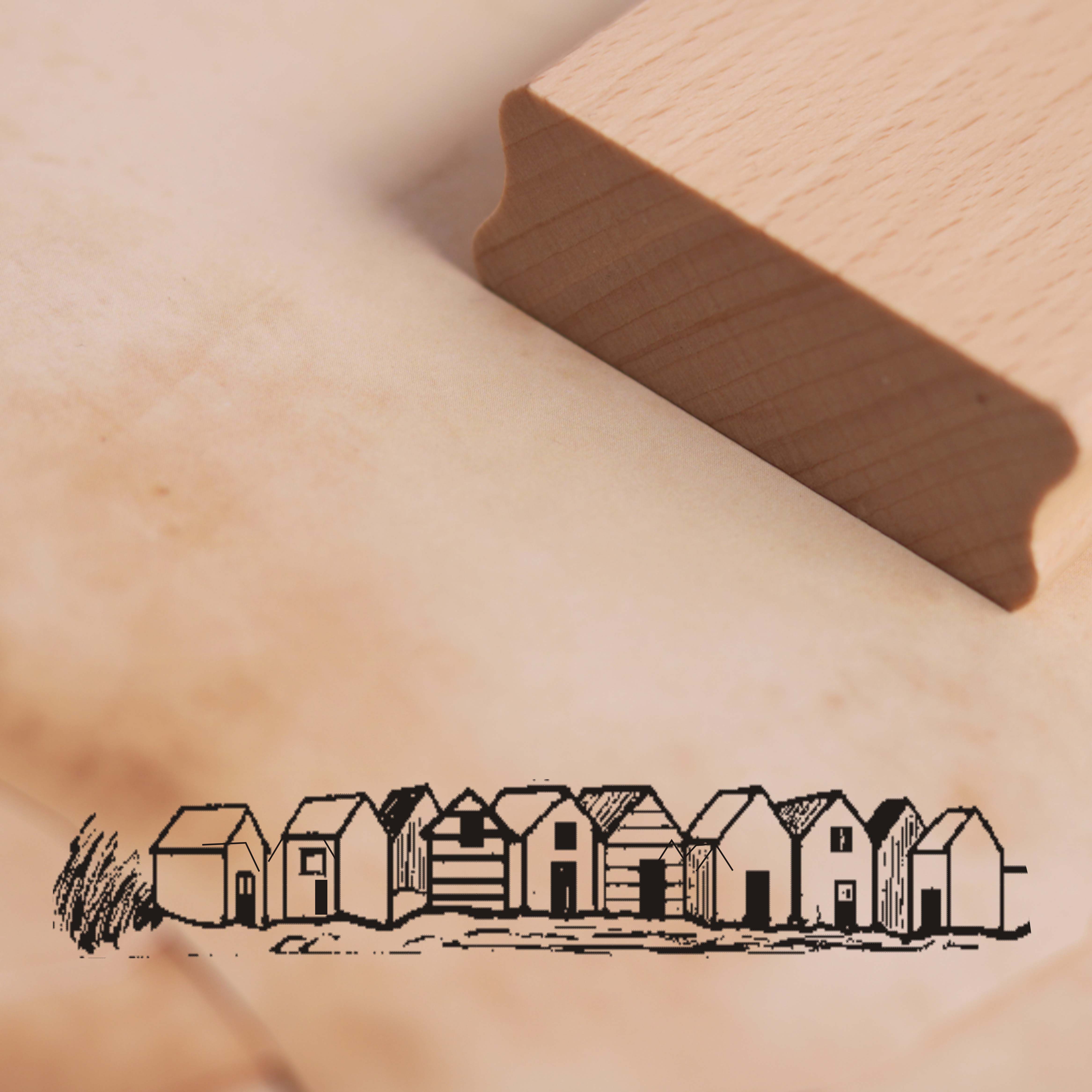 Motivstempel Alte Strandhäuser Bordüre Stempel 98mm x 18mm