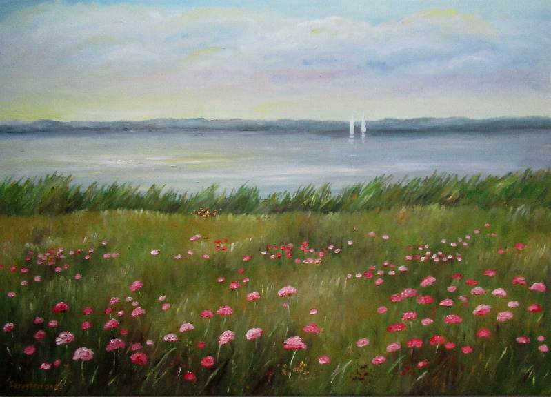 Ölgemälde Grasnelken - Insel Usedom 70 x 50 cm - Unikat - 79.22