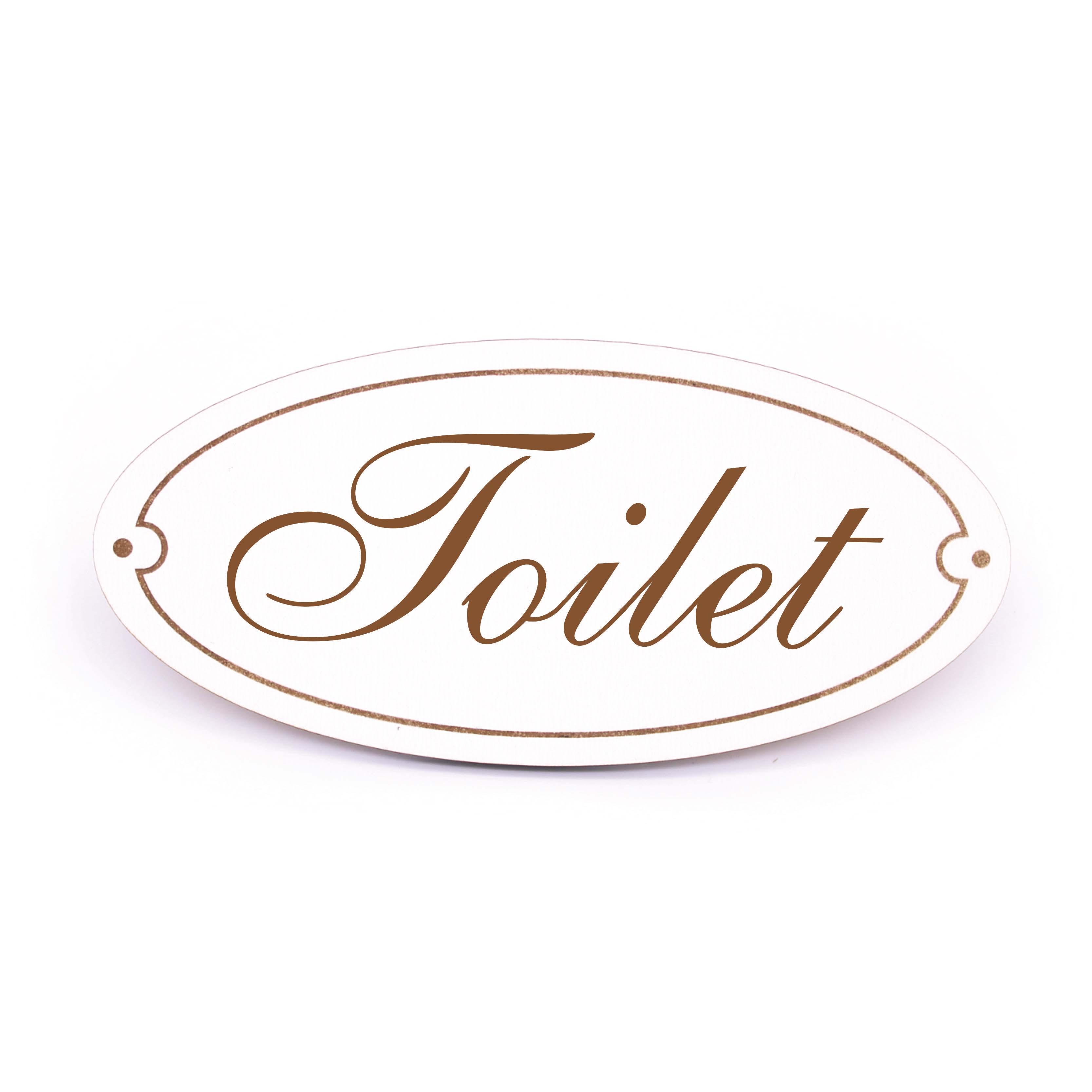 Ovales Türschild Toilet - selbstklebend - 15 x 7 cm