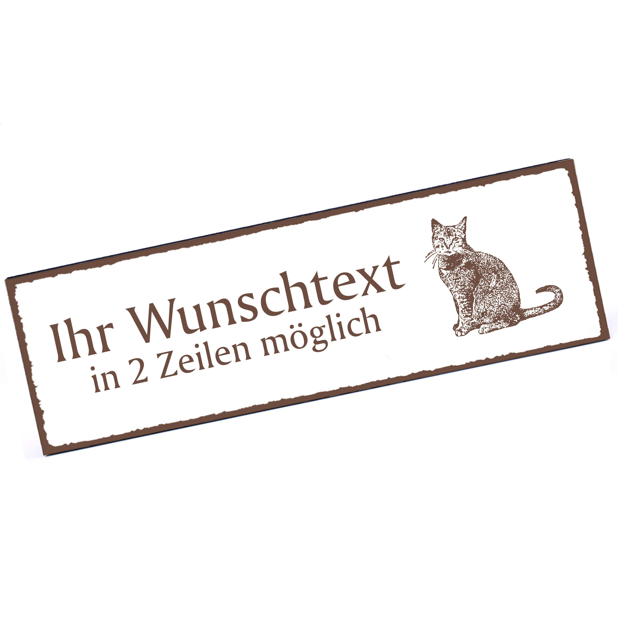 Türschild Hauskatze  Namensschild personalisiert mit Gravur - 150mm x 50mm - selbstklebend