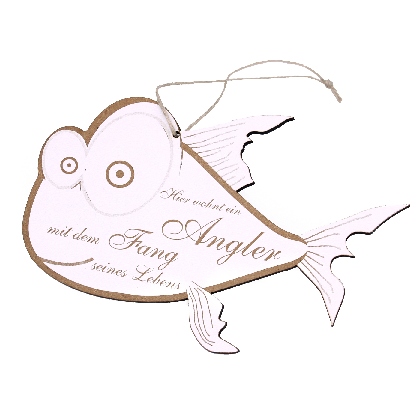 Fisch Schild mit Spruch Hier wohnt ein Angler mit dem Fang seines Lebens - Türschild Türdeko