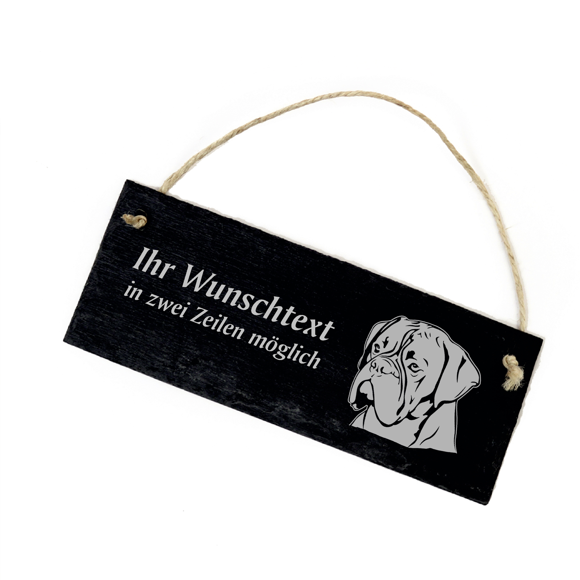 Hundeschild Boxer Türschild  Schiefer - personalisiert - 22cm x 8cm