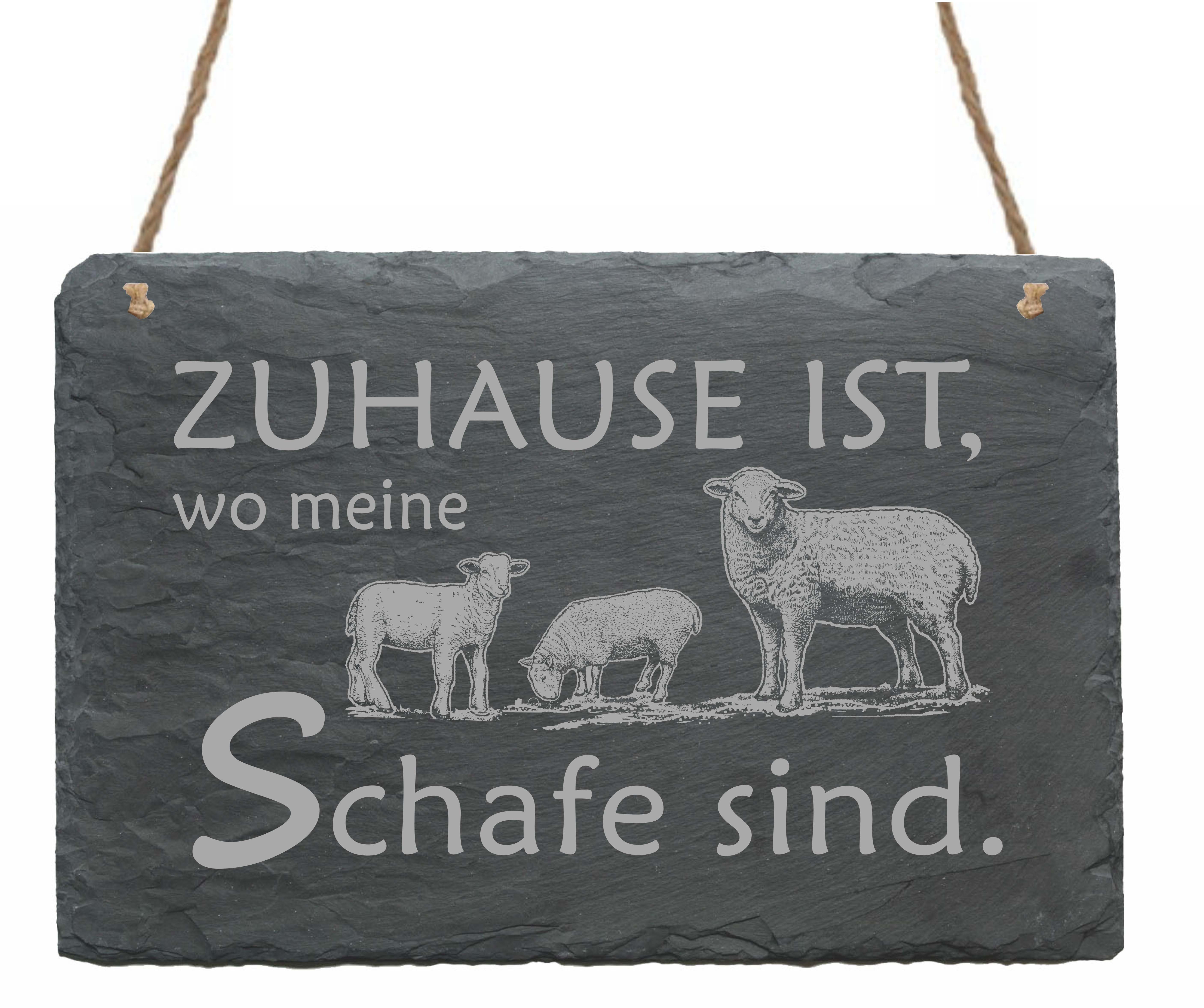 Schiefertafel « Zuhause ist, wo meine Schafe sind » Schild 22 x 16 cm