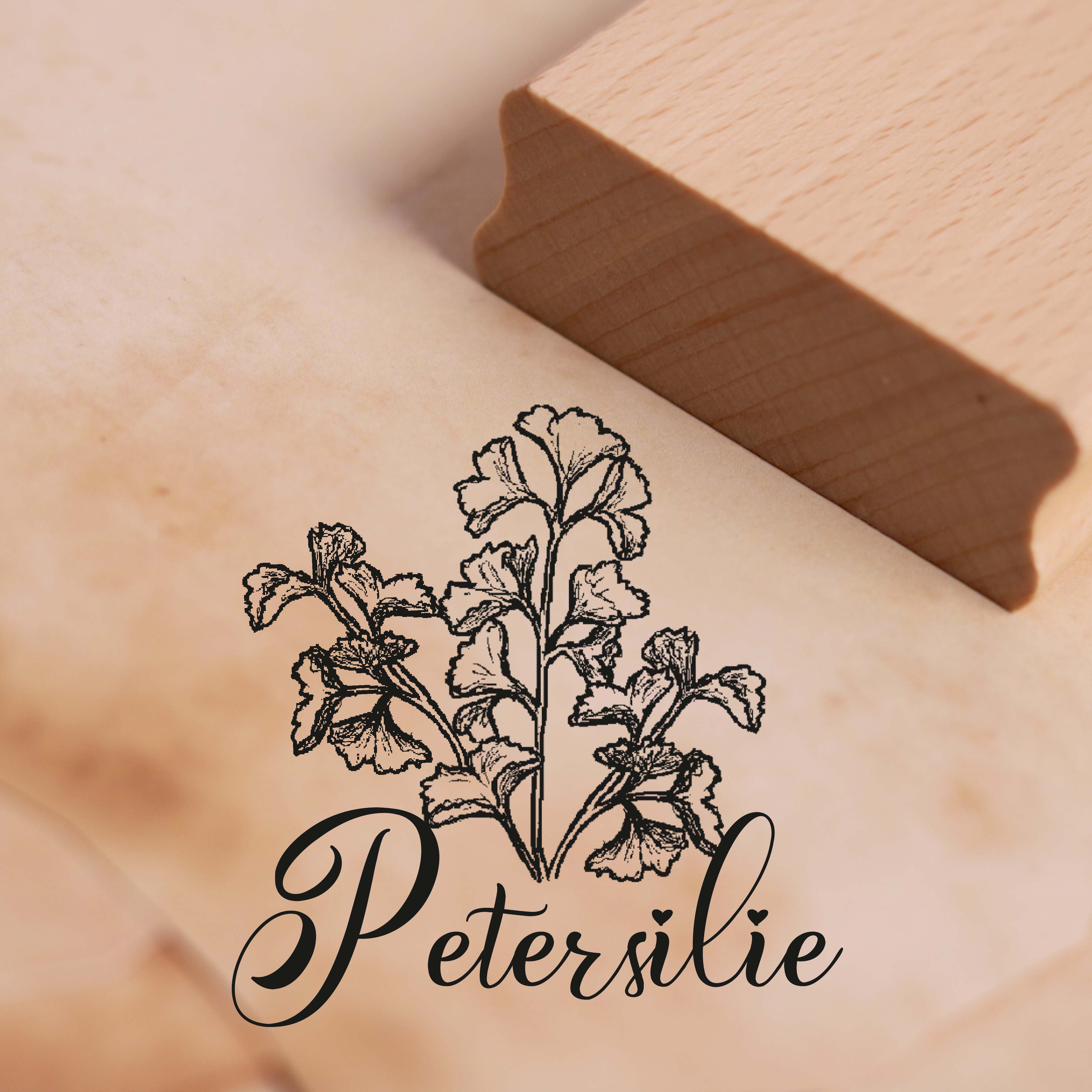 Motivstempel Petersilie - Kräuter Küchenkräuter Stempel Holzstempel 48 x 47 mm