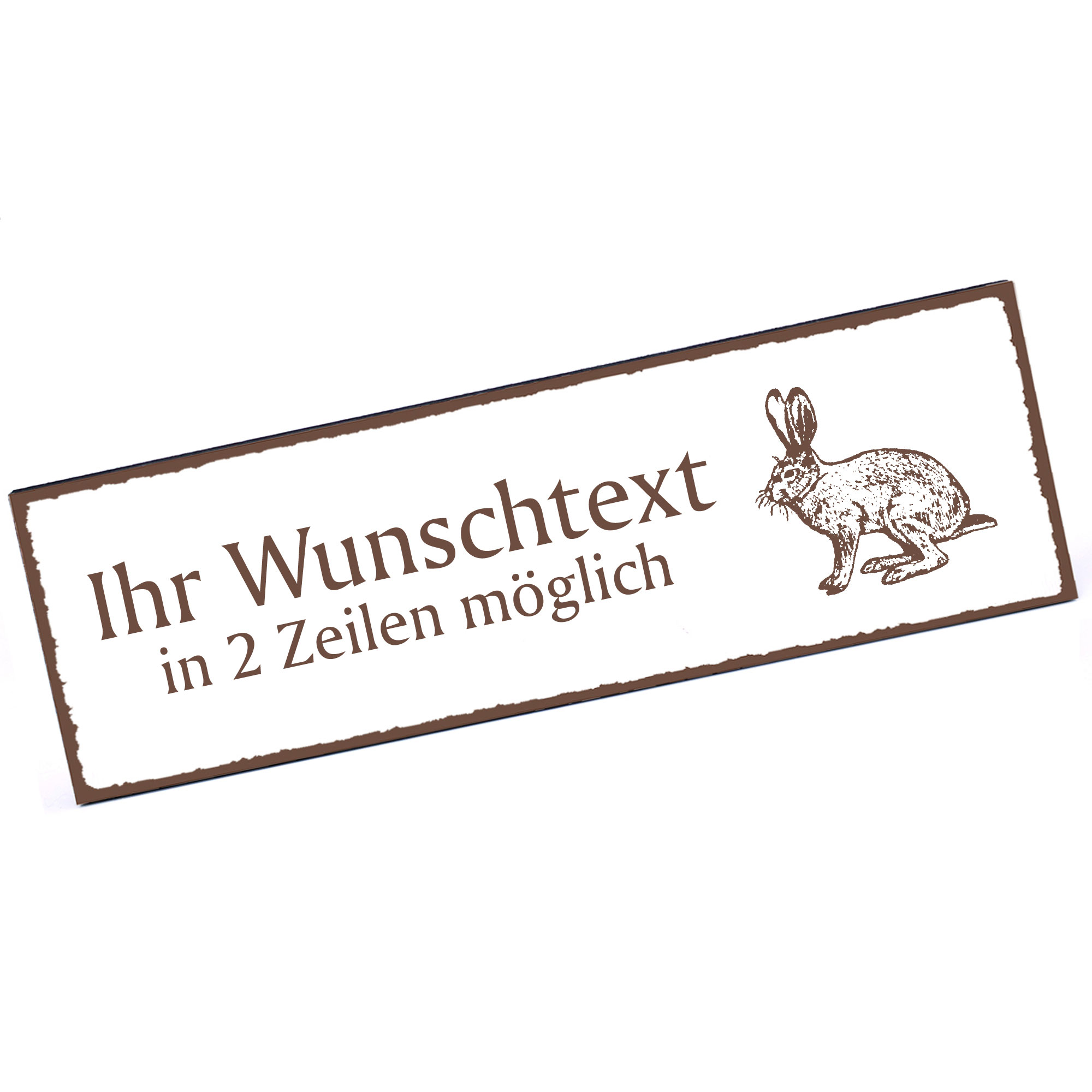 Türschild Feldhase  Namensschild personalisiert mit Gravur - 150mm x 50mm - selbstklebend
