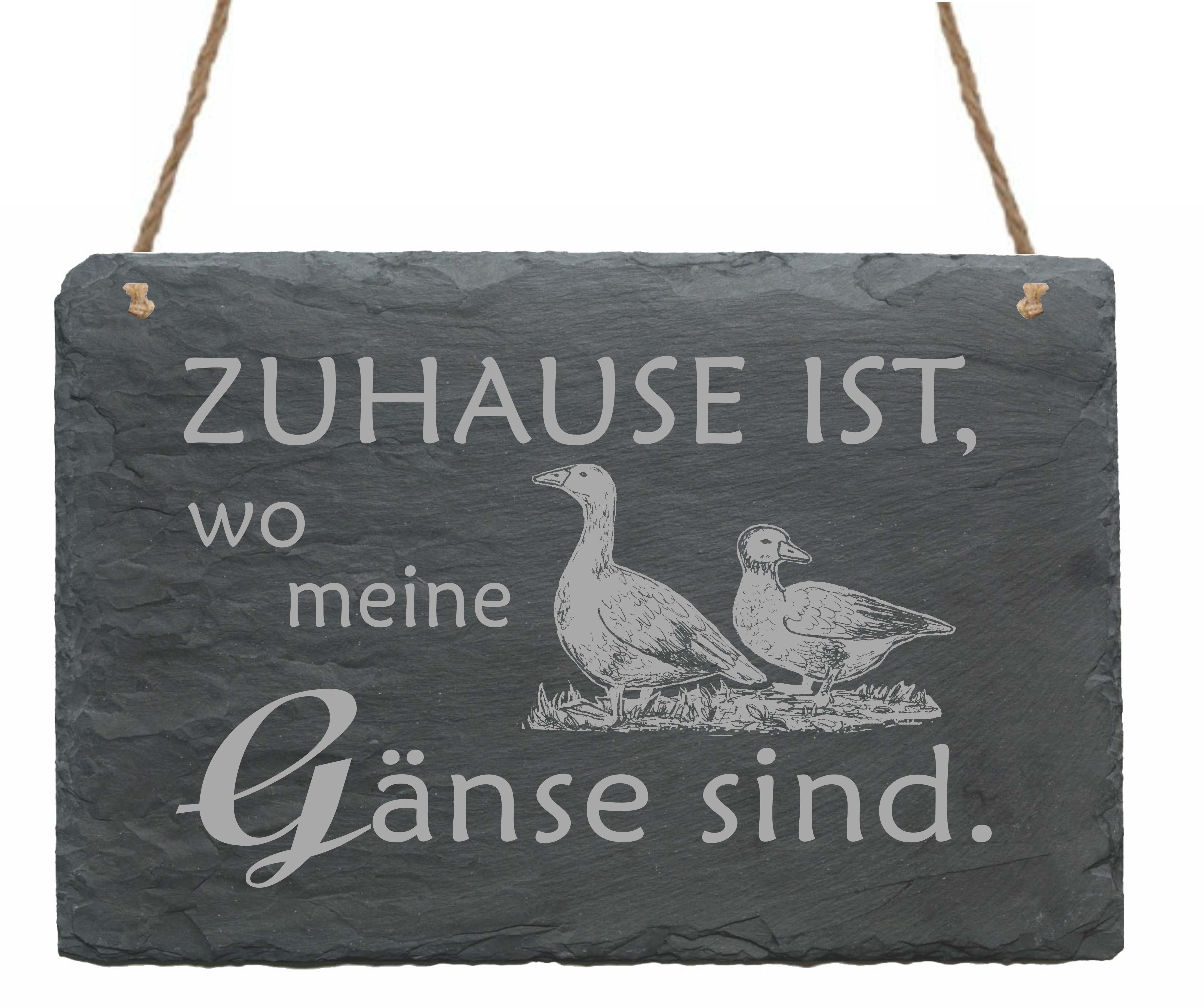 Schiefertafel « Zuhause ist, wo meine Gänse sind » Schild 22 x 16 cm