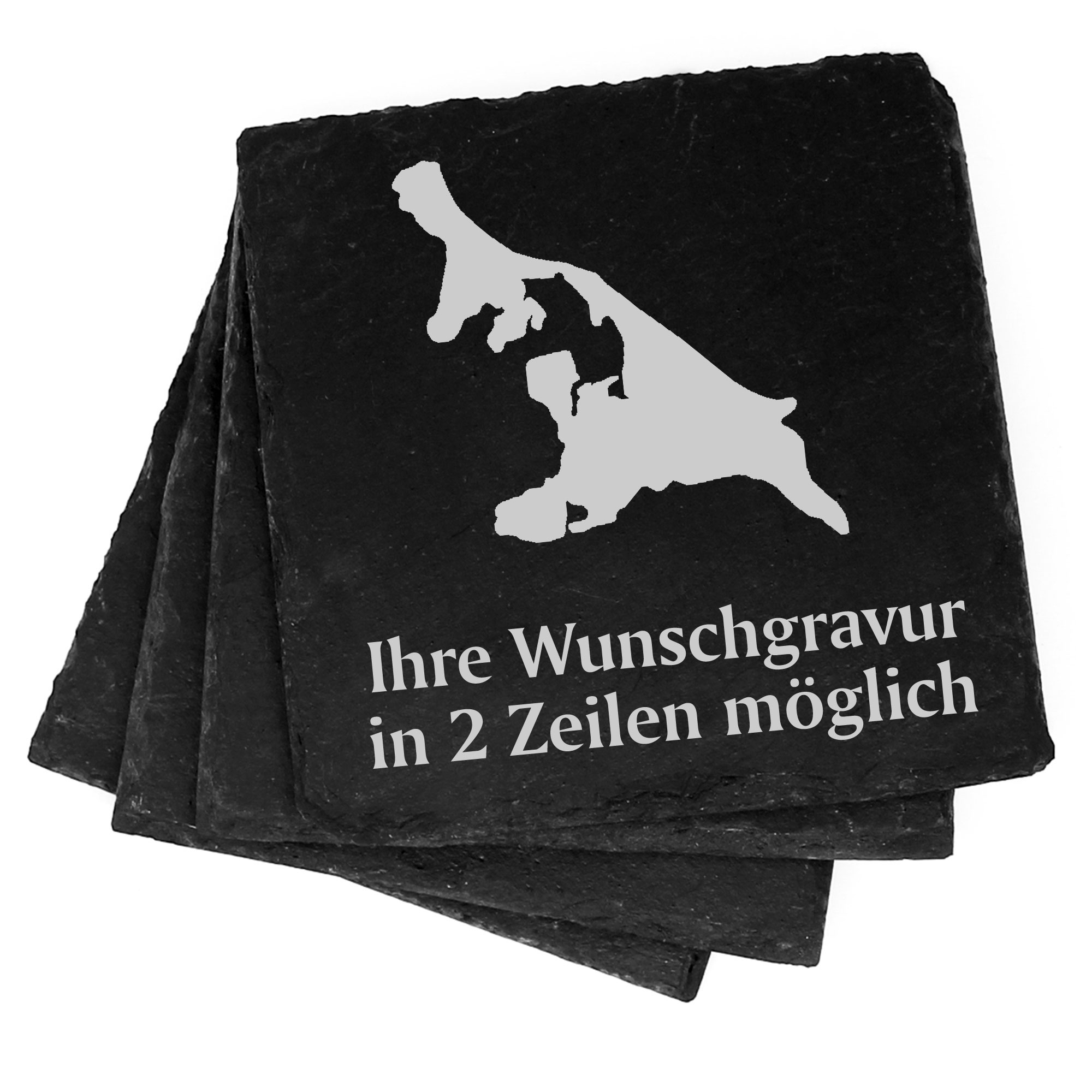 4x Insel Usedom Deko Schiefer Untersetzer Wunschgravur Set - 11 x 11 cm