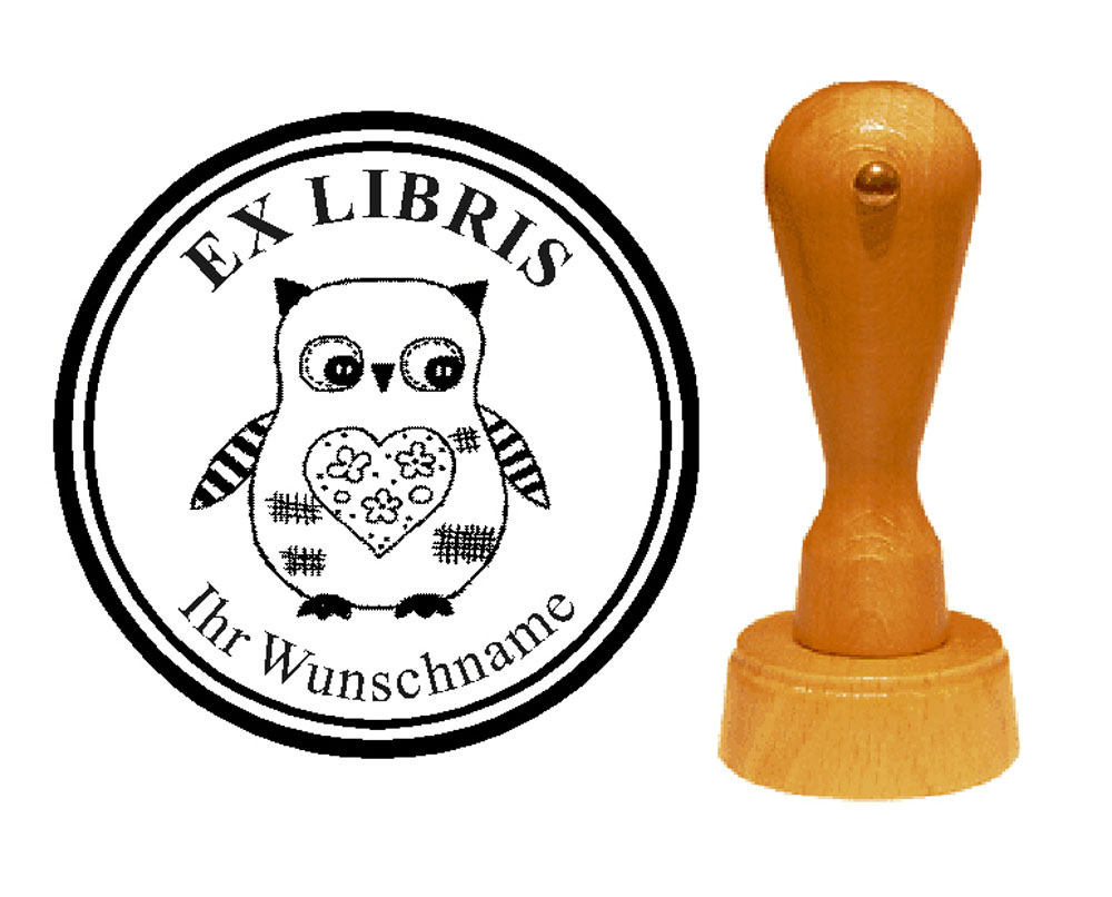 Ex Libris « Vintage-Eule 1 » mit persönlichem Namen