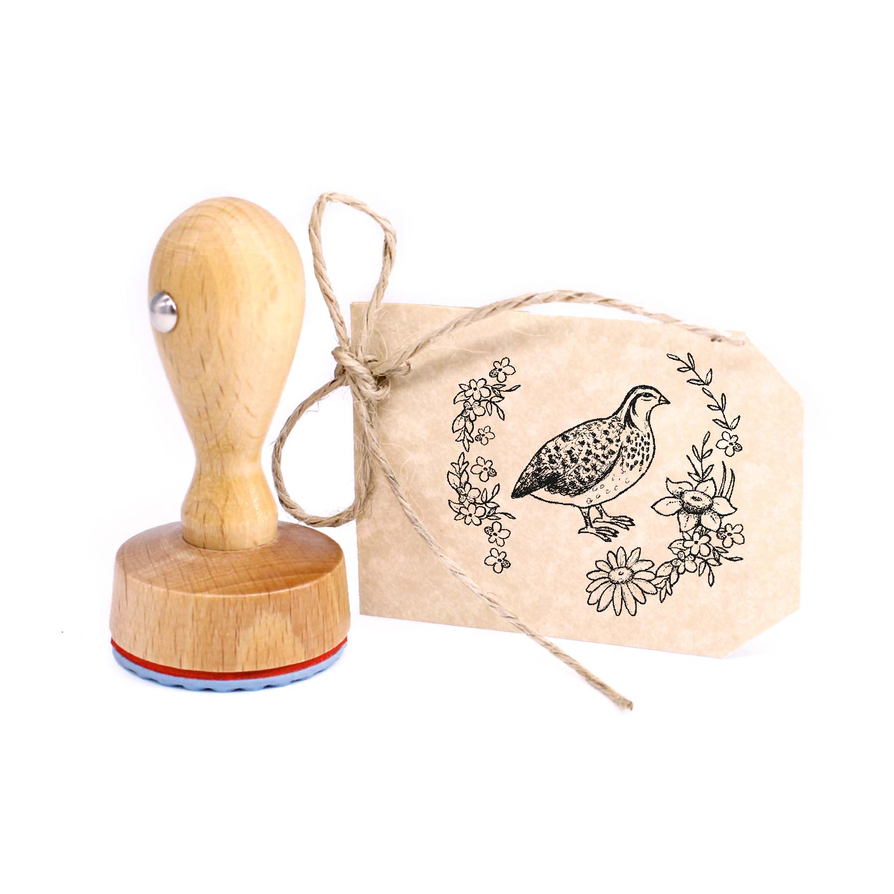 Stempel Wachtel Blumen Kranz - Wachteleier Wachtelstempel Rundstempel Eierstempel 39x36mm