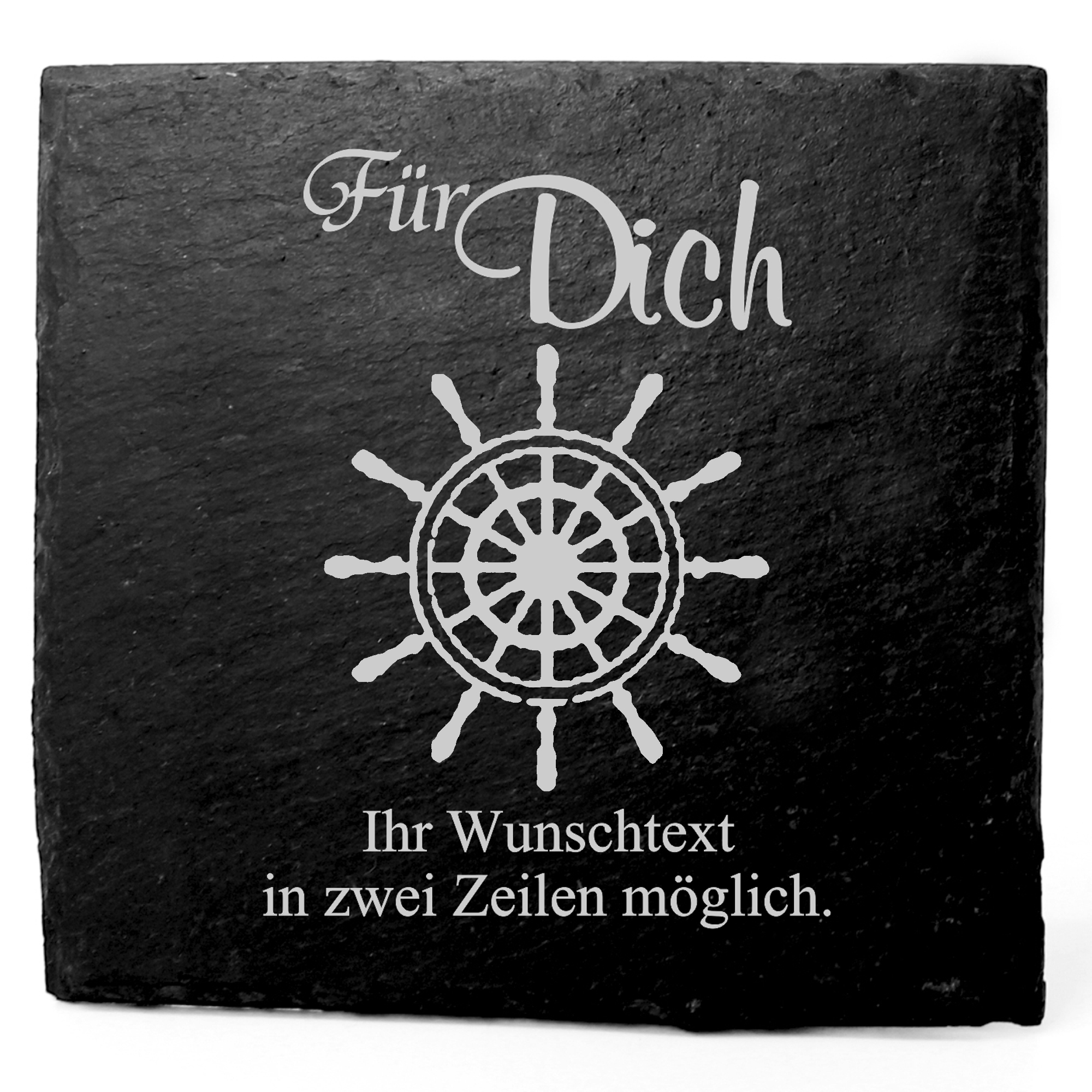 Deko Schiefer Untersetzer personalisiert Steuerrad - Für Dich - 11x11cm