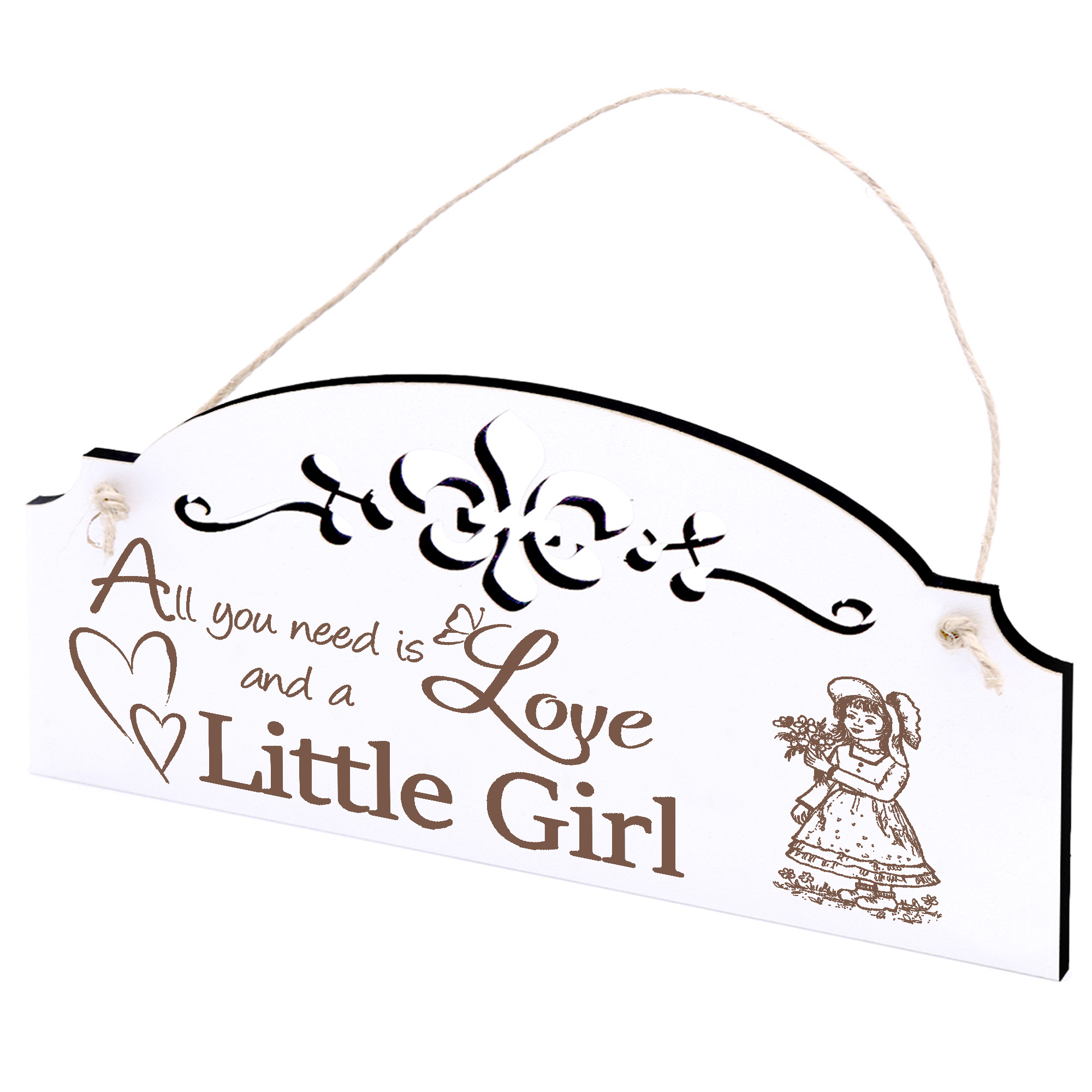 Schild kleines Mädchen Deko 20x10cm - All you need is Love and a Little Girl - Holz