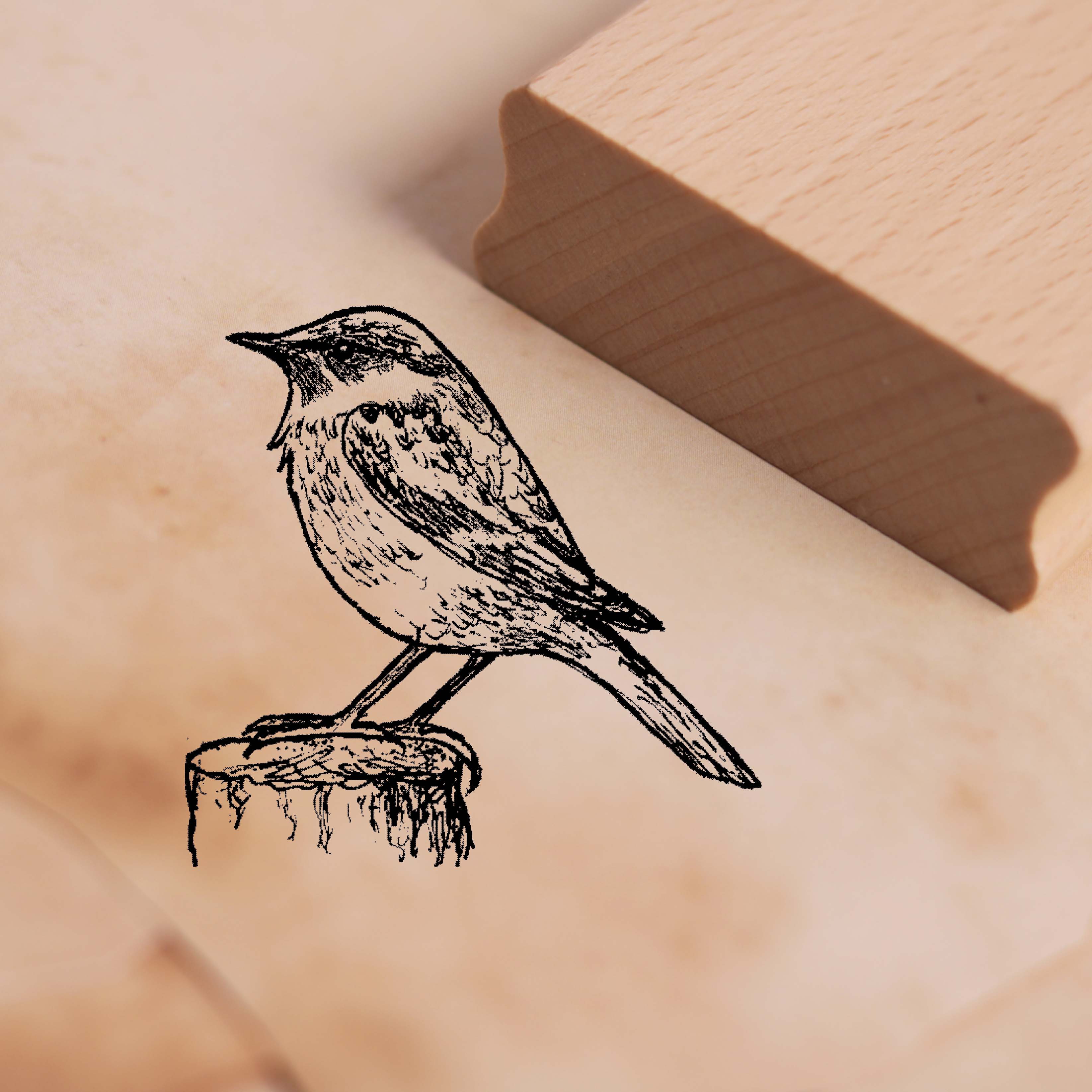 Motivstempel Braunkehlchen - Vogel Stempel Holzstempel 38 x 37 mm