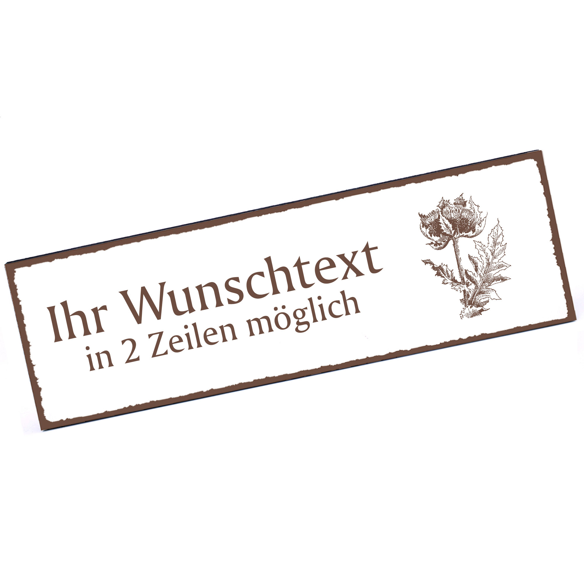 Türschild Distel  Namensschild personalisiert mit Gravur - 150mm x 50mm - selbstklebend