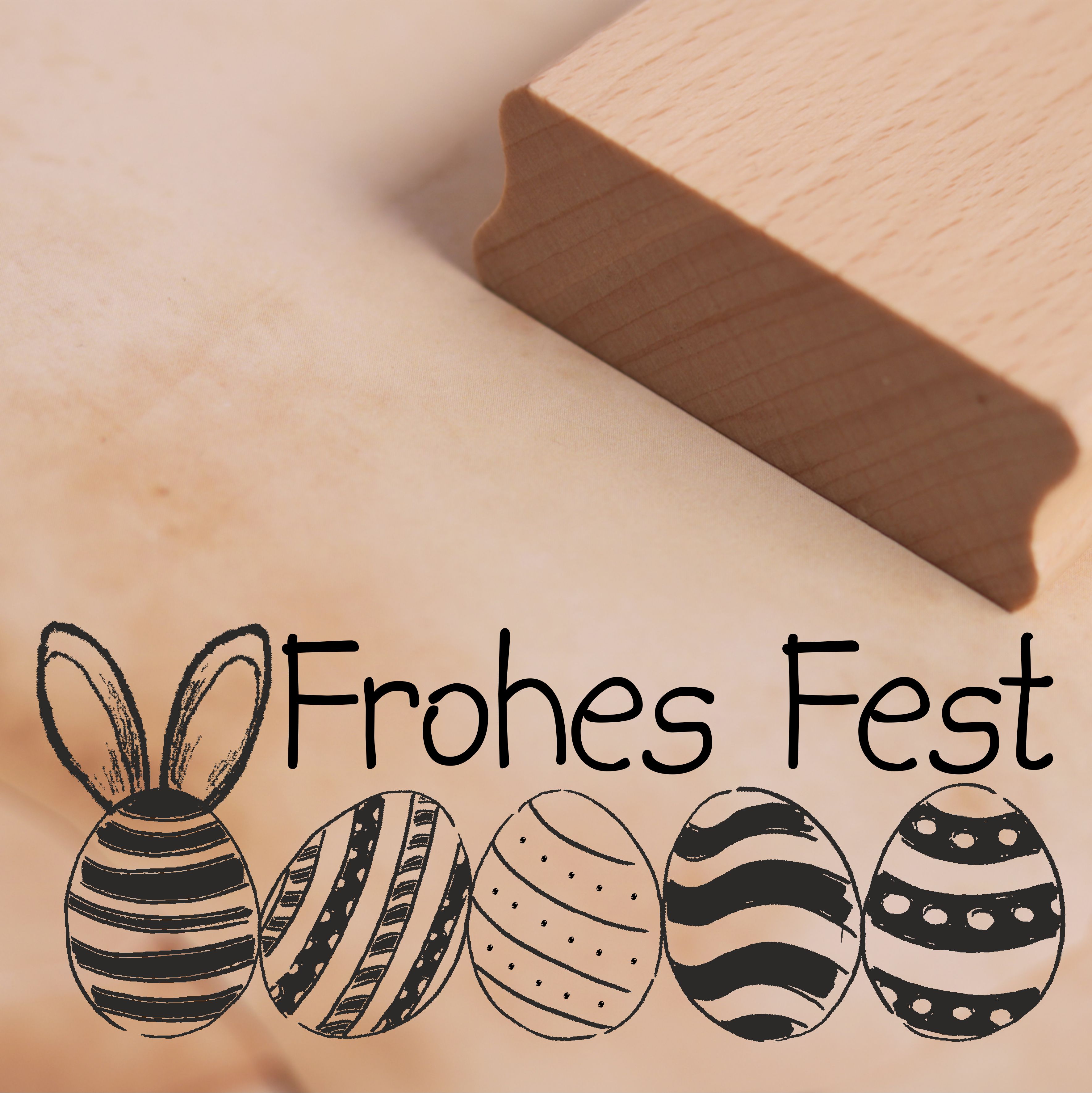 Motivstempel Frohes Fest Stempel Ostereier 68 x 28 mm