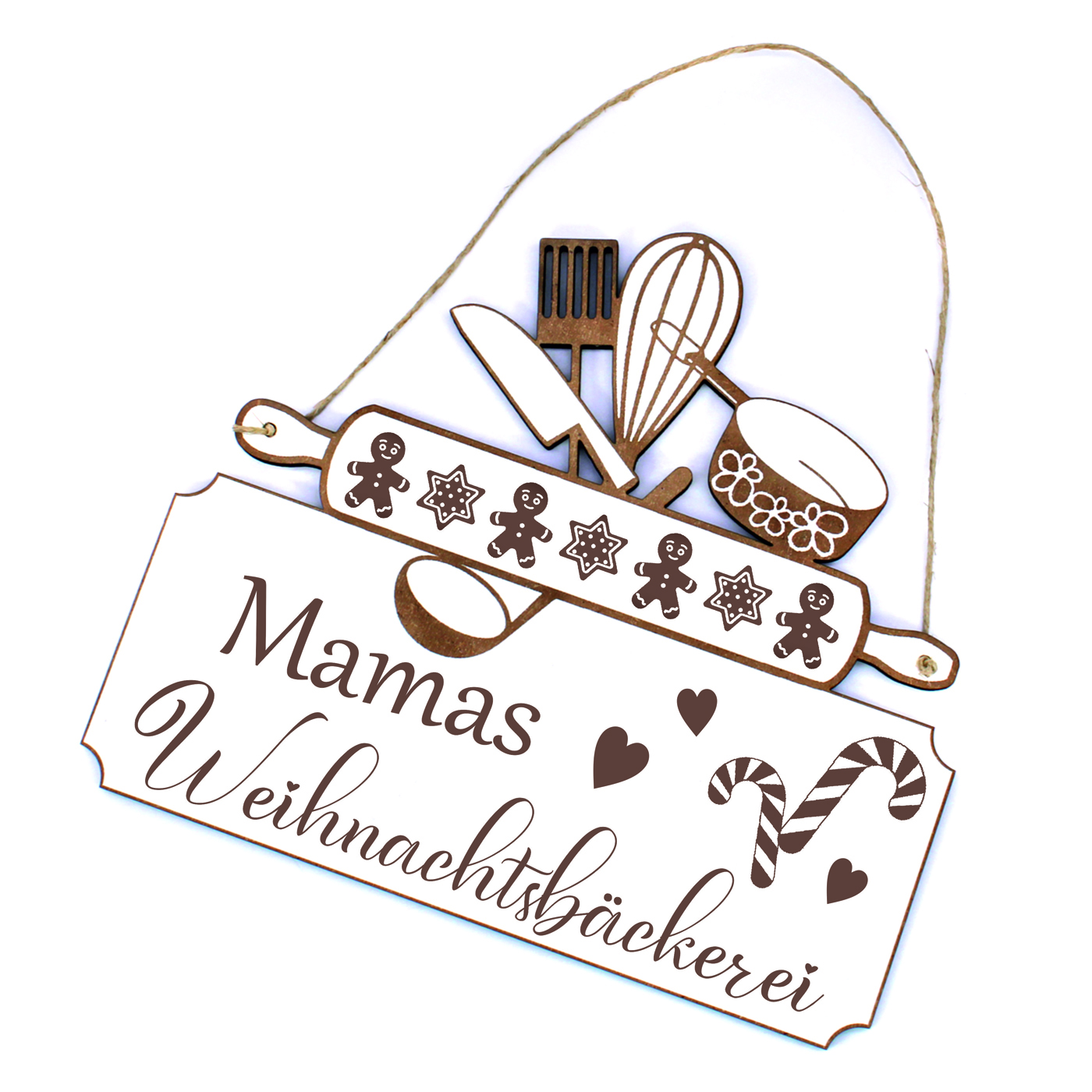Schild Mamas Weihnachtsbäckerei - Küche Türschild Weihnachten Backen Vintage Dekoschild - 20 x 18 cm
