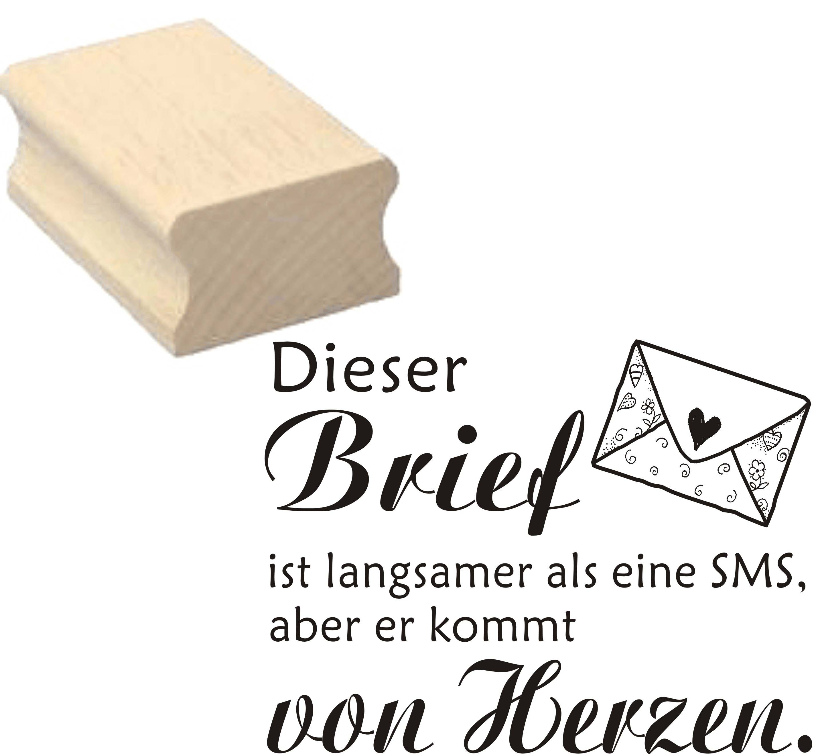 Stempel « Dieser Brief ist langsamer als eine SMS, aber er kommt von Herzen » 50 x 50 mm